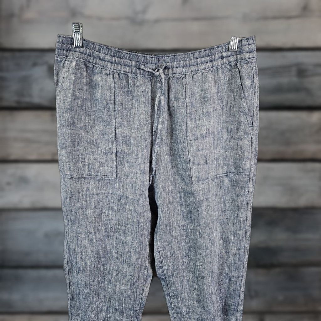 Lands' End Lands' End Womens Cropped Linen Pants Sz 10P Blue High Rise Pull On Pants Cropped Linen Blue 10P Womens Size 32" / US 10 / IT 46 - 1 Thumbnail