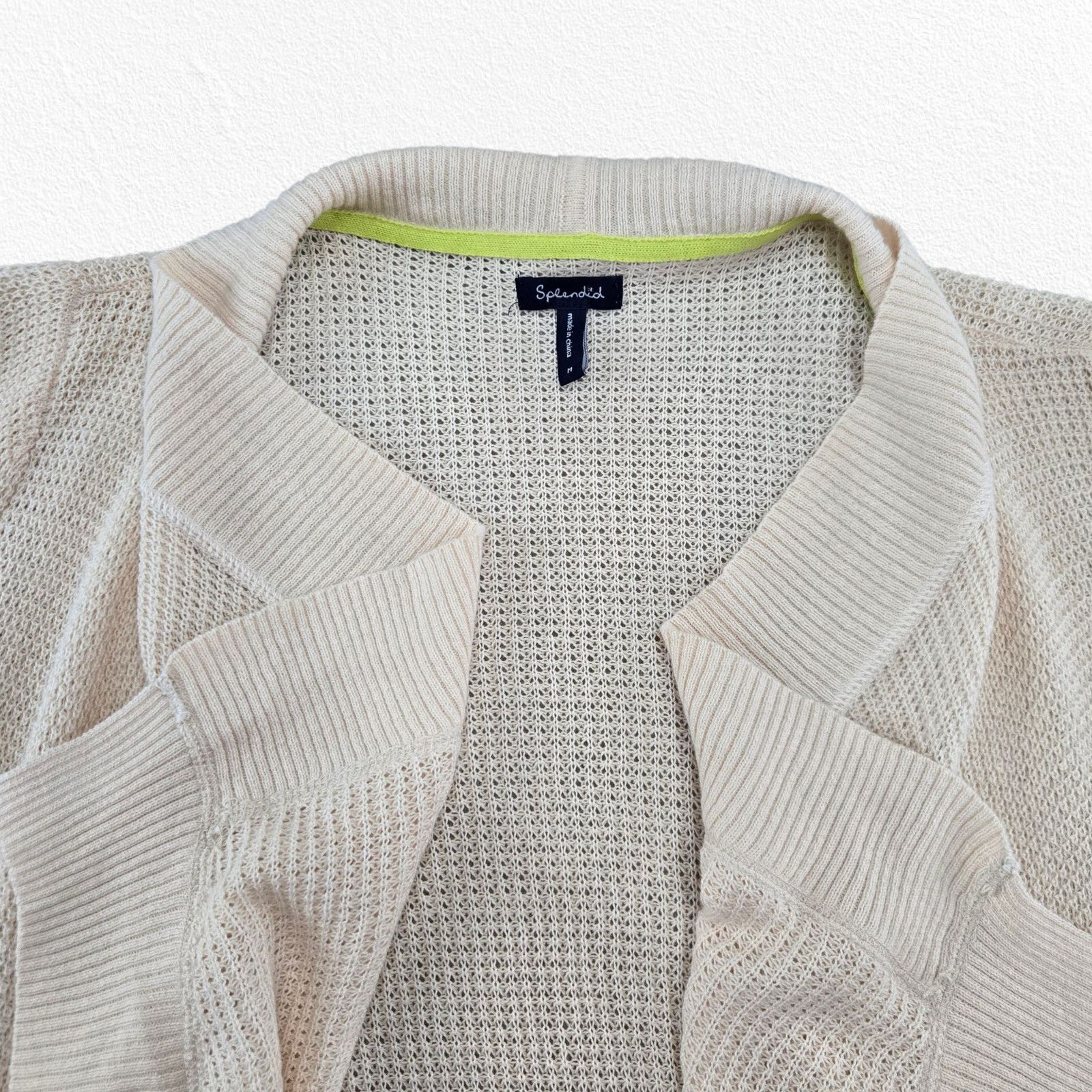 Splendid Splendid Cream Waffle Knit Open Longline Cardigan Sze Medium Size M / US 6-8 / IT 42-44 - 3 Thumbnail