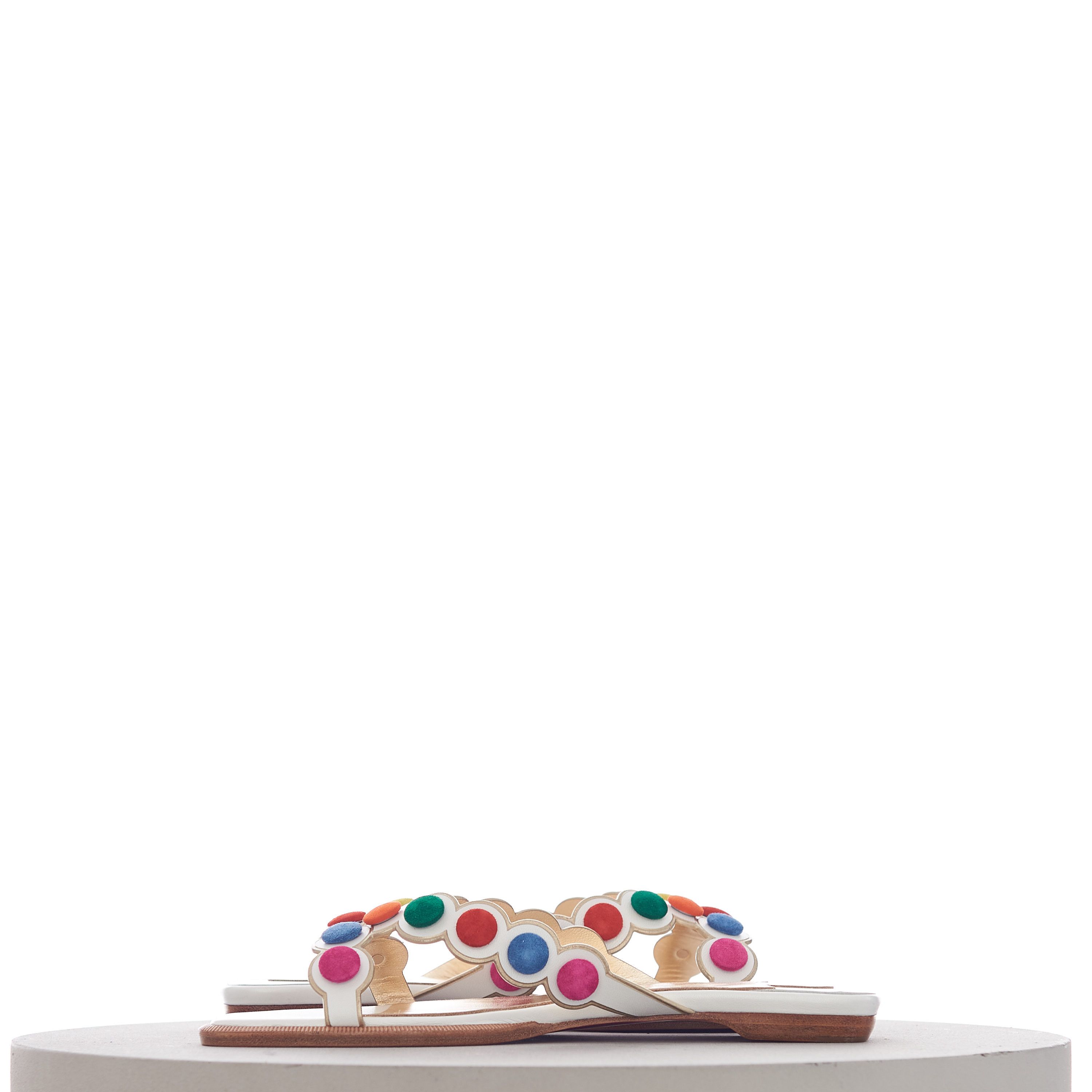 Christian Louboutin Smarta Flat Sandals In White Kid Leather Size US 7.5 / IT 37.5 - 9 Thumbnail