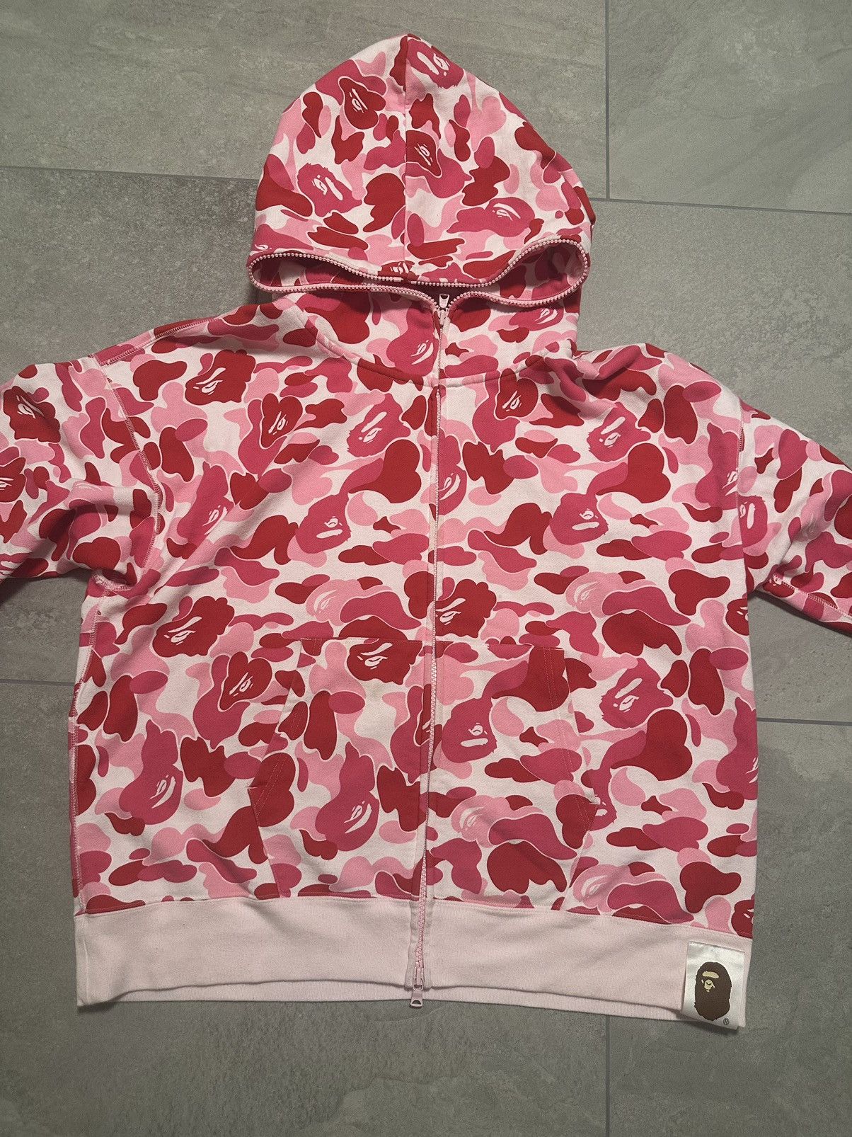 image of Bape Giant Abc Camo Full Zip Hoodie in Pink, Men's (Size XL)