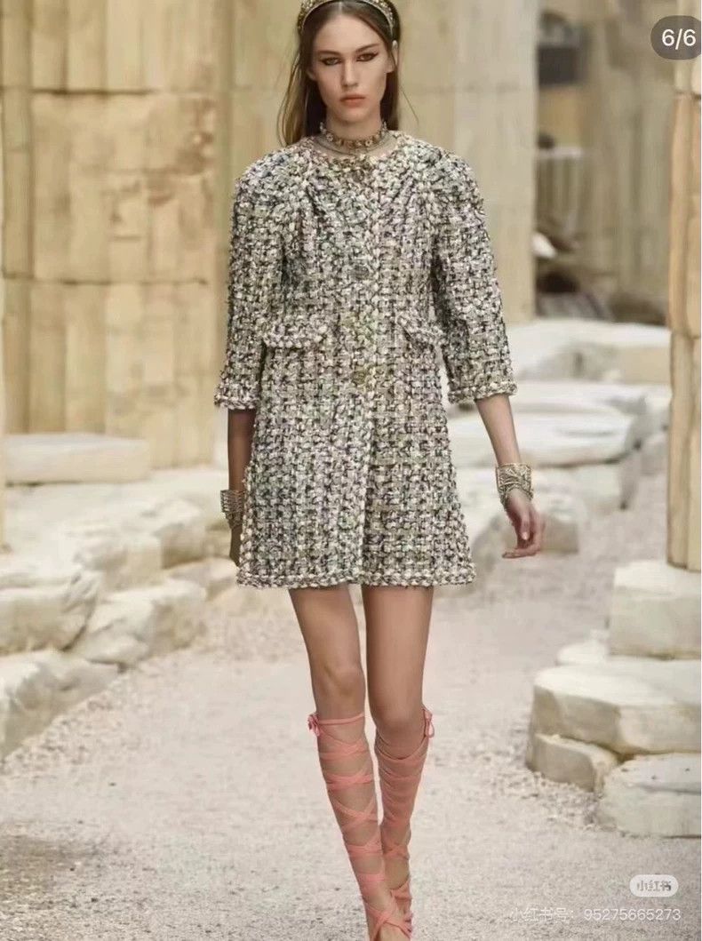 Chanel Chanel Greek series pink and green tweed long coat 2504-Nex Size XS / US 0-2 / IT 36-38 - 7 Thumbnail