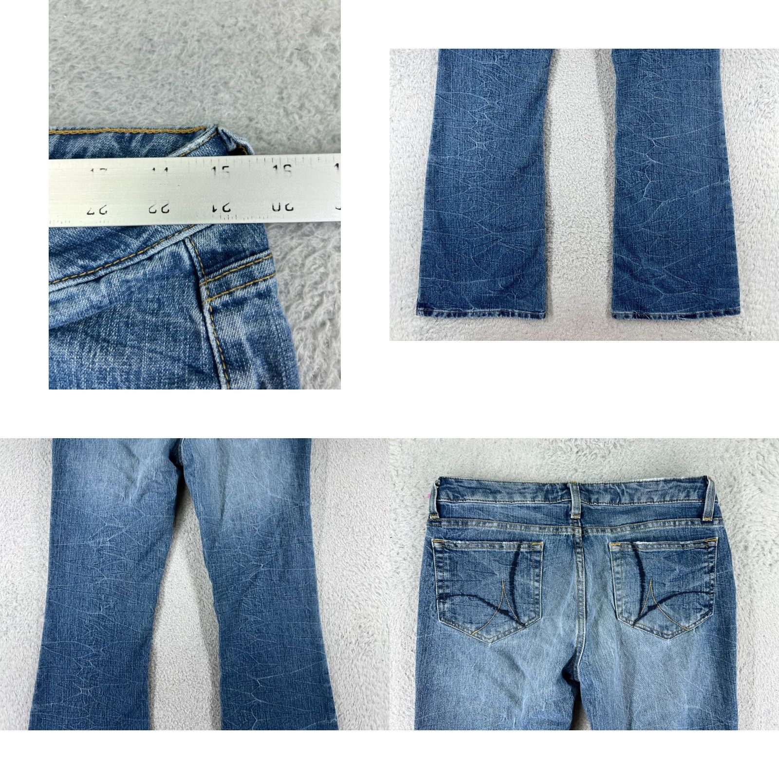 Lee Lee Jeans Bootcut Womens 12 Blue Denim Embroidered Cotton Blend Regular Inseam 29" 5-Pocket Designer Cowboy Southwestern American Small details Size 34" / US 12 / IT 48 - 9 Thumbnail