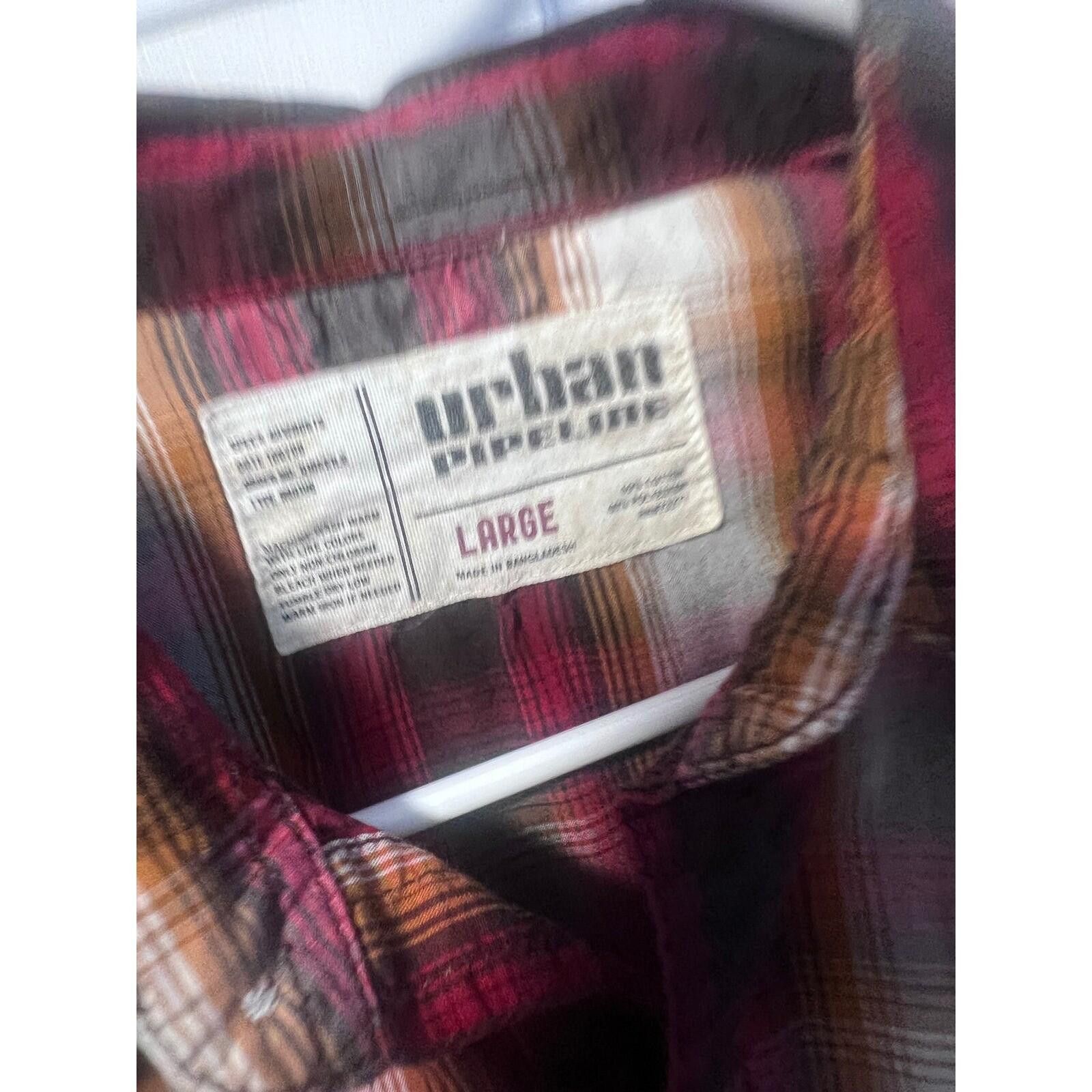 Urban Pipeline Urban Pipeline Plaid Western Shirt Mens Large Burgundy L/S Size US L / EU 52-54 / 3 - 3 Thumbnail