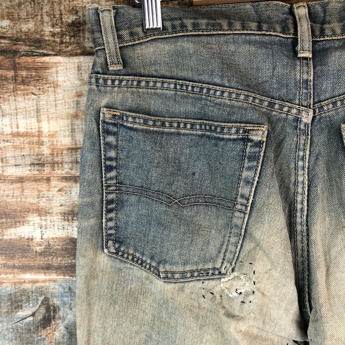 GL Hearth Blue patchwork Distressed Denim Pants #A2177