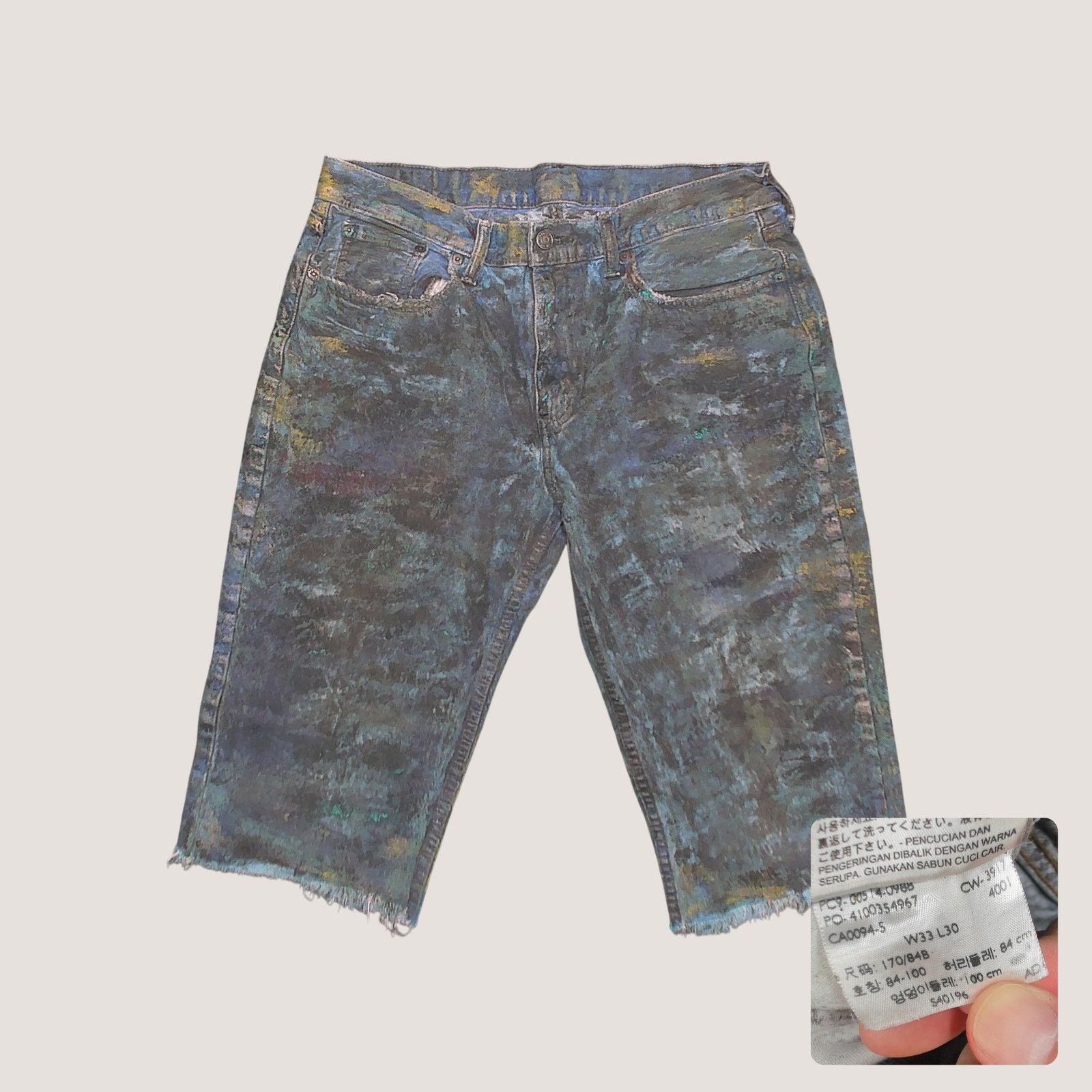 Levi's Levi's 1-of-1 Custom Hand-Painted Denim Long Shorts Mens 34 Size US 34 / EU 50 - 1 Thumbnail