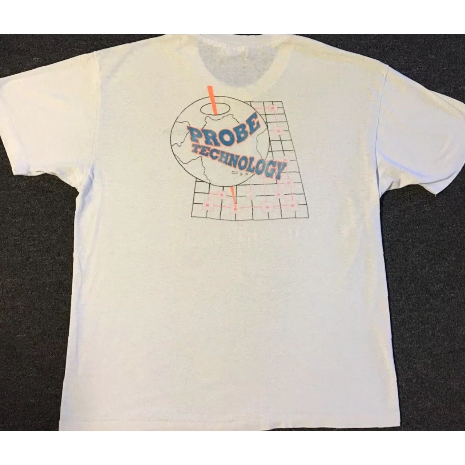 Apple VINTAGE Probe Technology Faded Distress Shirt XL White Men's T-Shirt 90s Vaporwave Grunge Tech California USA Neon 80s Retro Size US XL / EU 56 / 4 - 2 Thumbnail