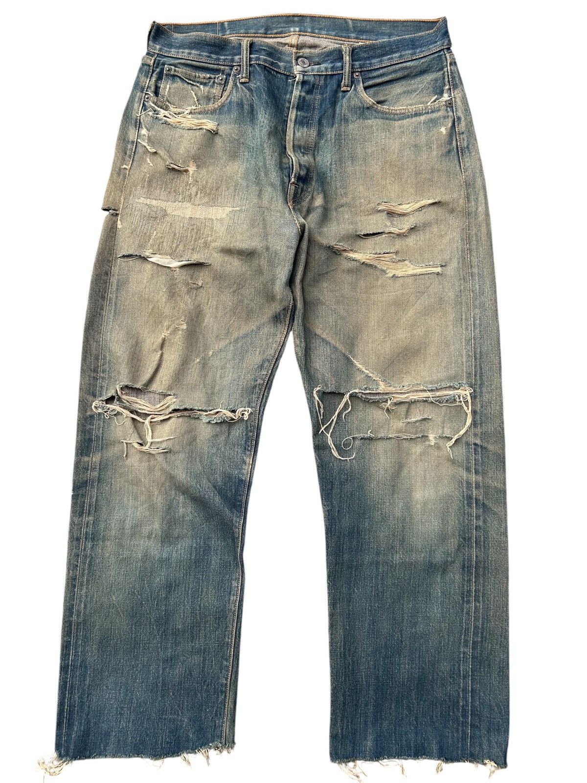 Thrashed Vintage Sugar Cane Selvedge Denim Jeans Grunge