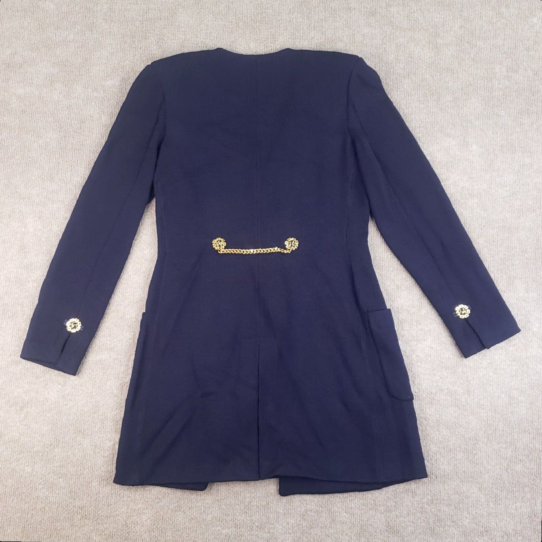 Vintage VINTAGE St John Blazer Women Sz 4 Blue Knit Heavyweight Classic Career Office Timeless Womens Size S / US 4 / IT 40 - 7 Thumbnail