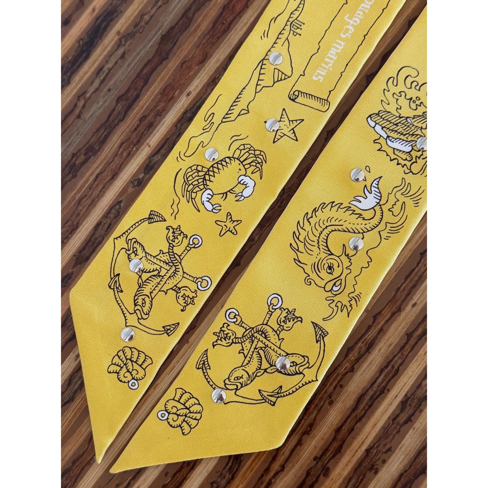 Hermes Hermes Scarf Twilly Tatouages Marins Bandana Studded Silk Size ONE SIZE - 14 Thumbnail