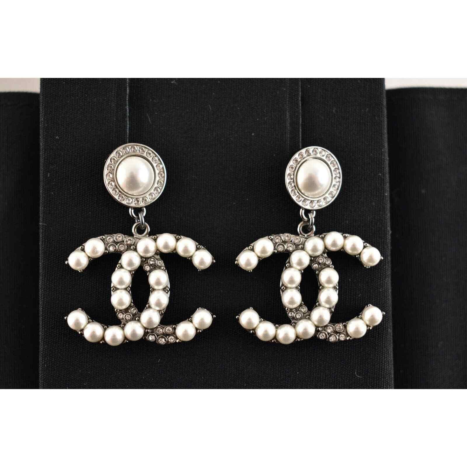 Chanel Chanel Ruthenium Pearl Large Dangle Drop Statement Earrings Size ONE SIZE - 5 Thumbnail