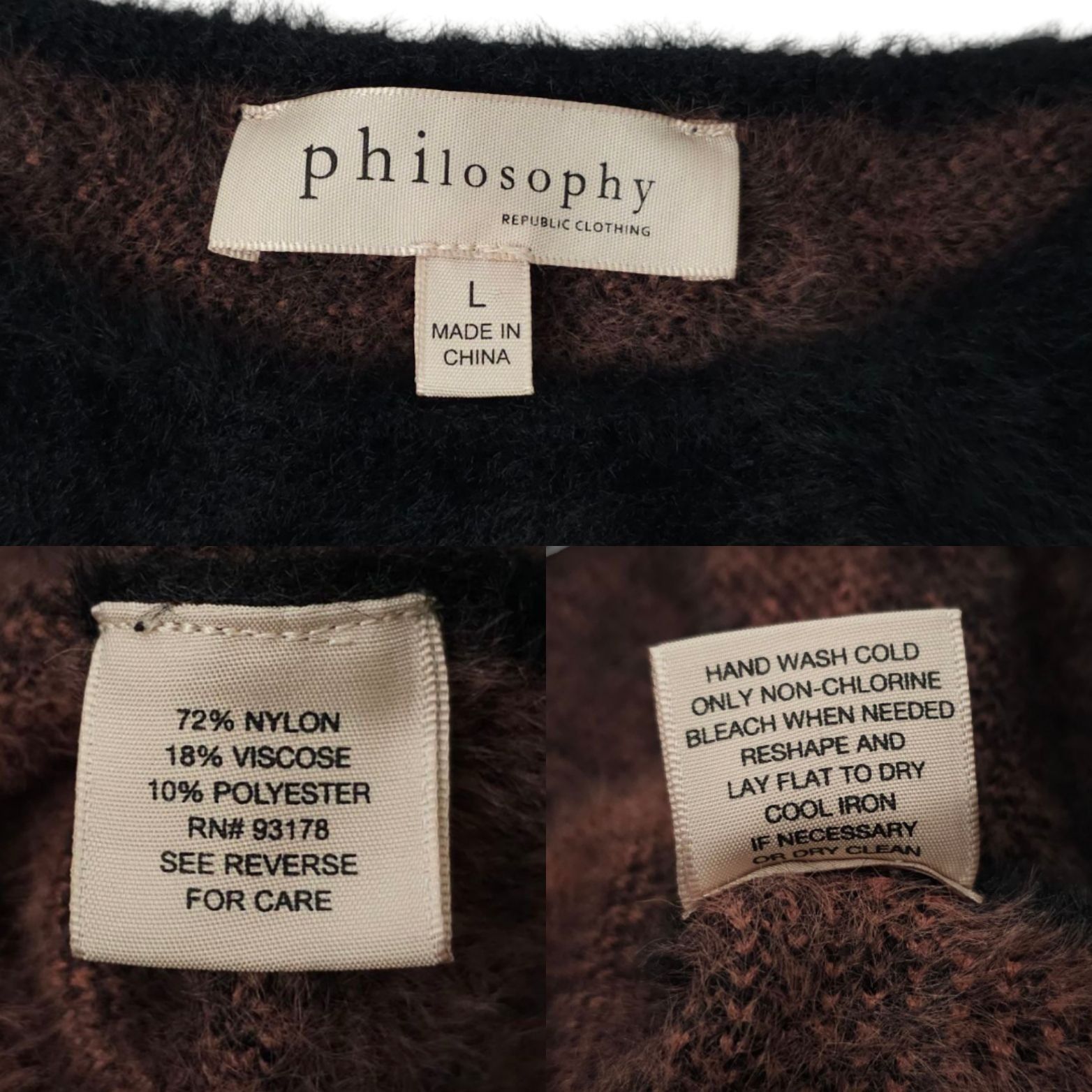 Other Philosophy Fuzzy Star Sweater Womens L Black Mauve Size L / US 10 / IT 46 - 6 Thumbnail