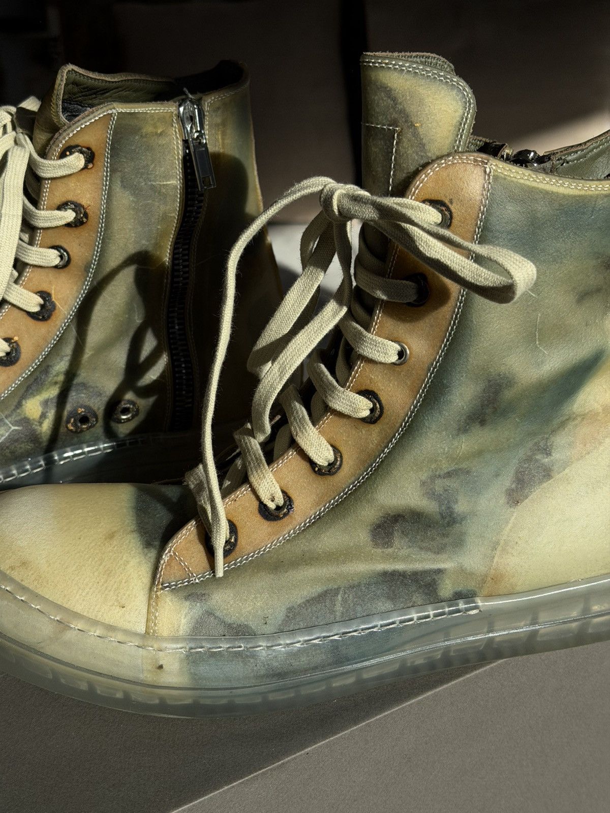 Rick Owens Rick Owens SS19 Babel No Cap High Top Transparent Leather Size US 12 / EU 45 - 10 Thumbnail