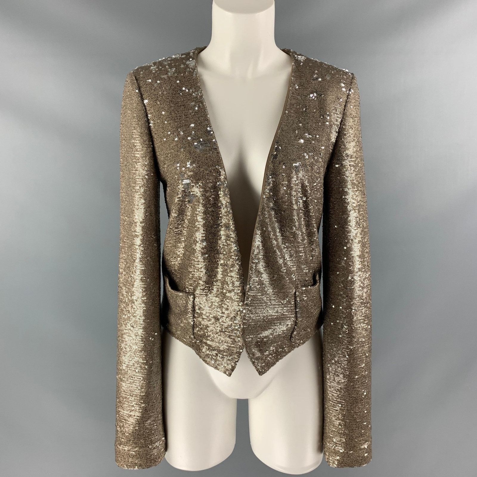 Rachel Zoe RACHEL ZOE S Gold Silver Polyester & Spandex Sequined Jacket Size S / US 4 / IT 40 - 1 Thumbnail