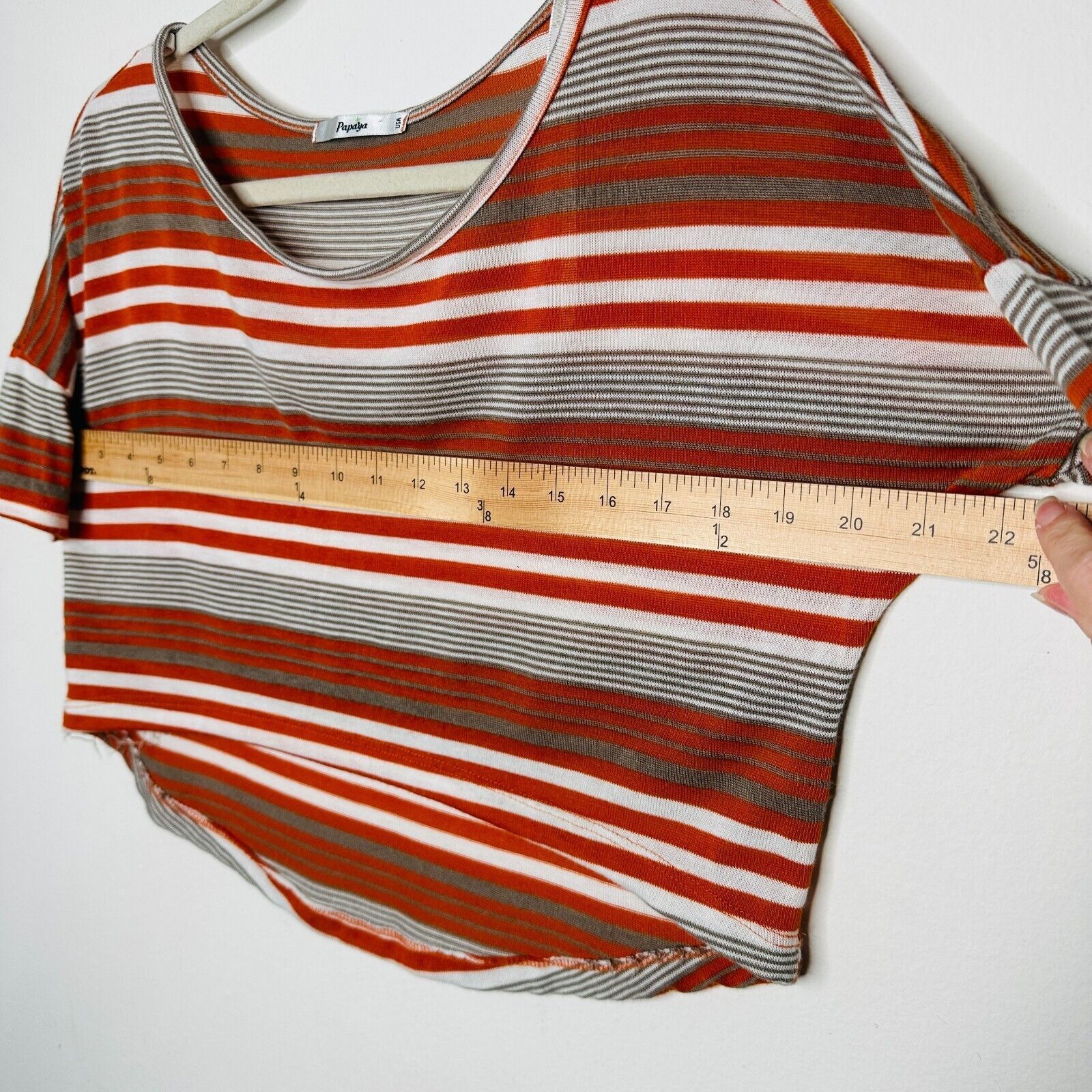 Other Papaya Casual Striped Short Sleeve Crop Scoop Neck Tee M Size M / US 6-8 / IT 42-44 - 12 Thumbnail