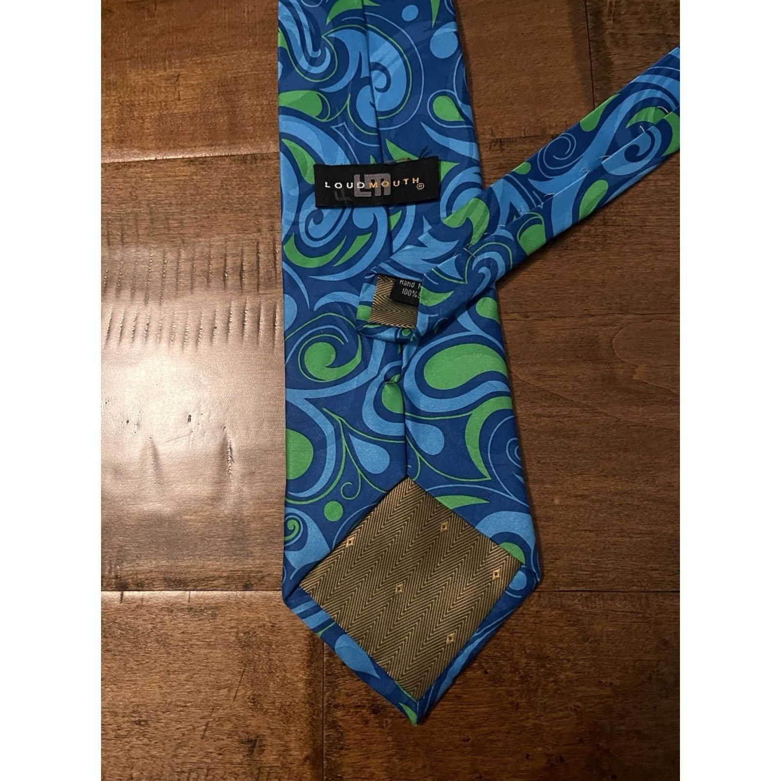 Vintage Loudmouth Golf Tie Men's Blue Green Abstract Paisley 100% Silk Size ONE SIZE - 2 Thumbnail