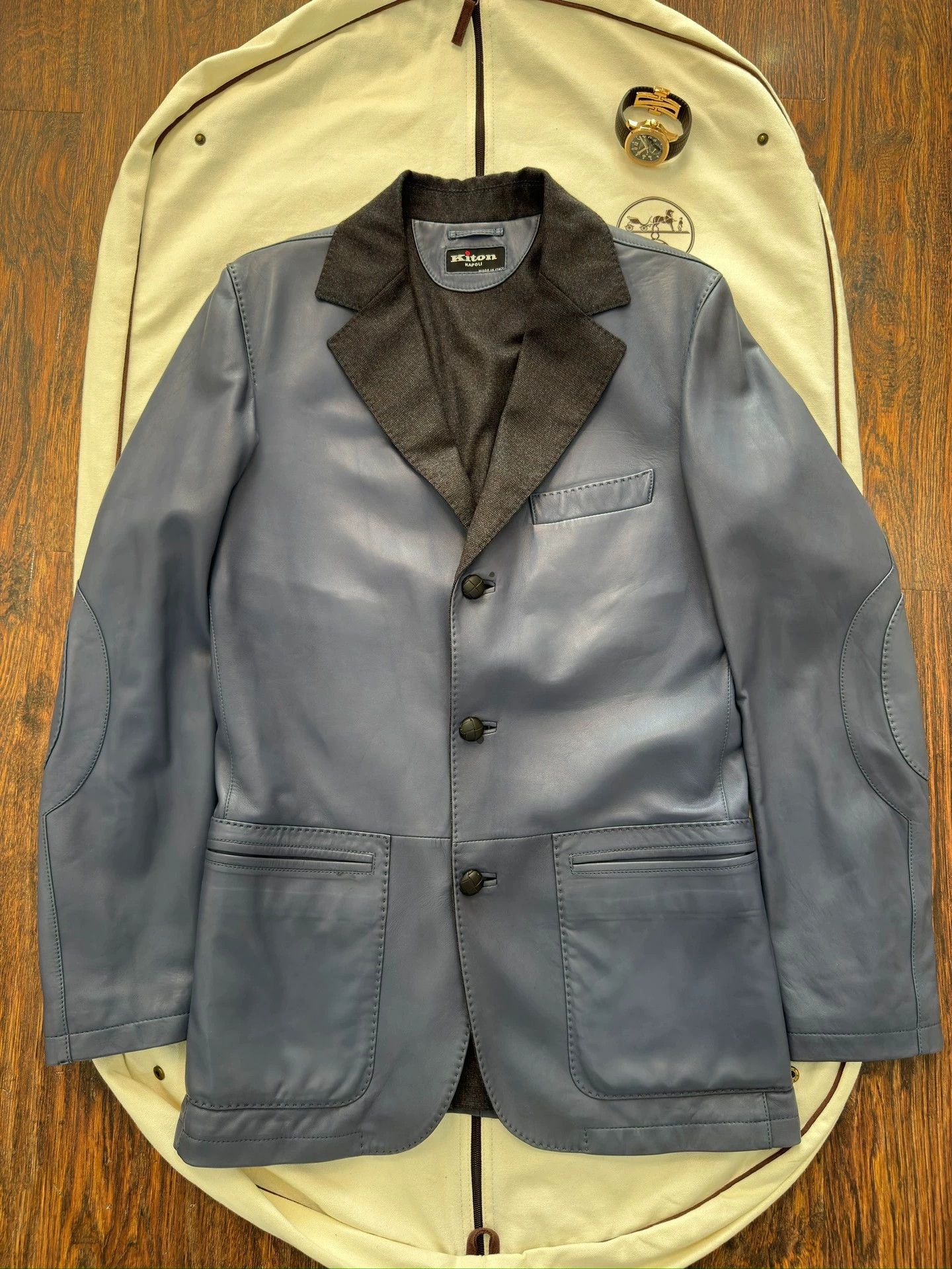 Kiton Kiton Lambskin Leather Jacket 46 Like New Hand-Stitched Size US S / EU 44-46 / 1 - 1 Thumbnail