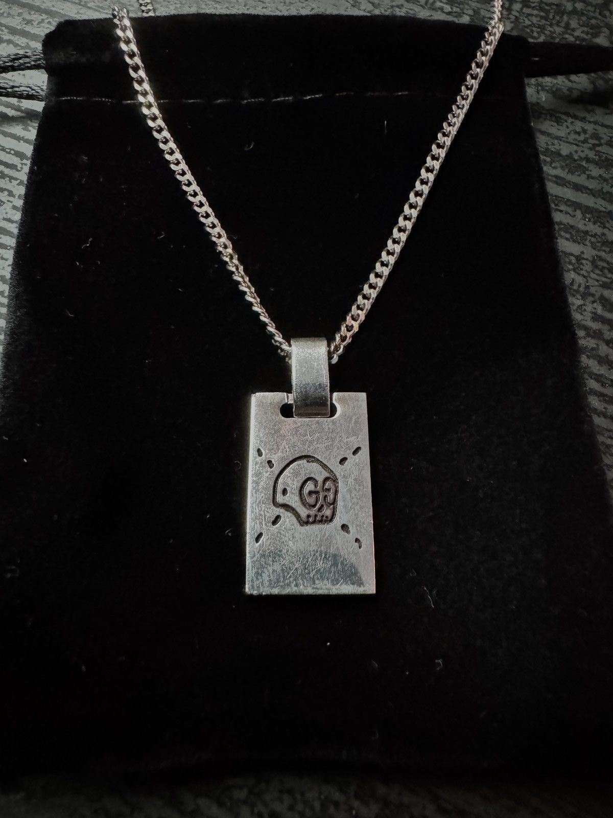 Gucci Gucci Silver Ghost Tag Pendant Necklace Size ONE SIZE - 2 Thumbnail