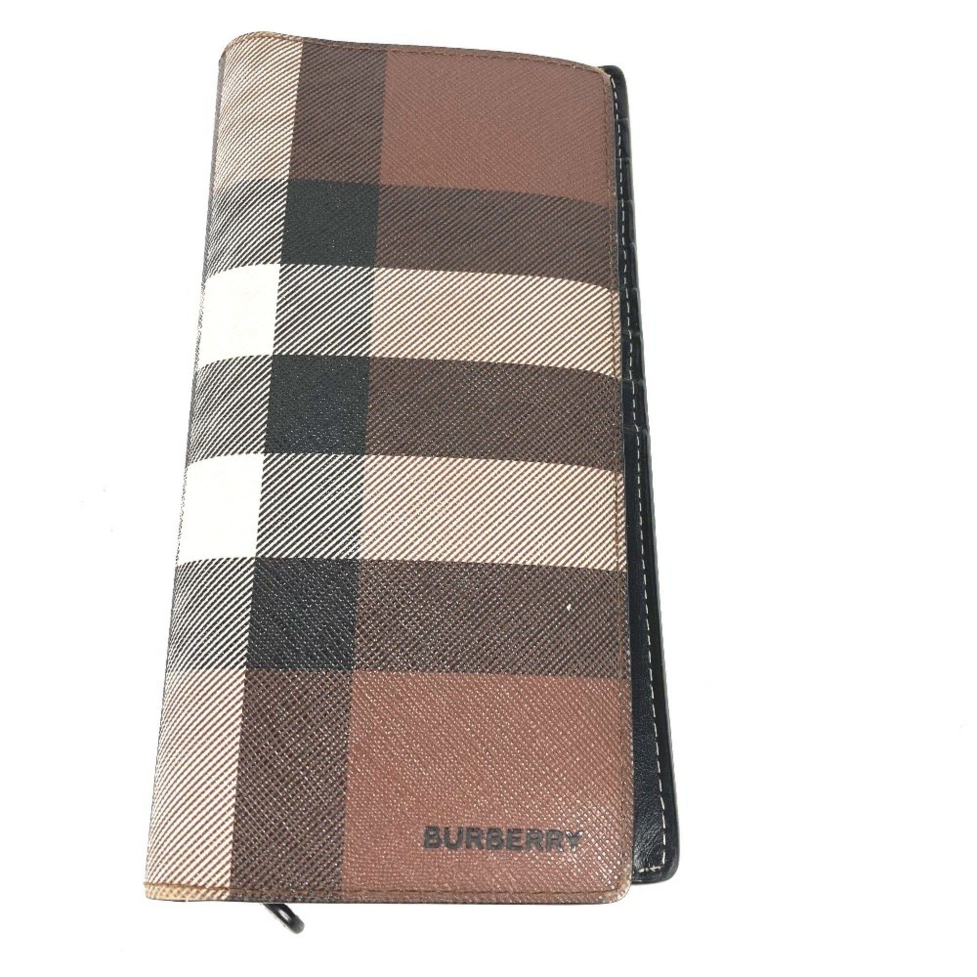 Burberry BURBERRY 8052803 Giant Check Bifold Long Wallet in PVC, Men's, Dark Birch Brown Size ONE SIZE - 1 Thumbnail