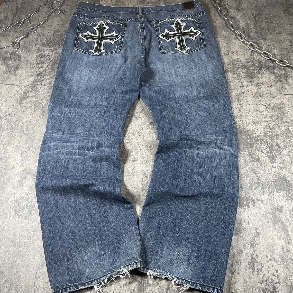 Y2K Cross Patch Grunge Archaic Premium Super Baggy Jeans