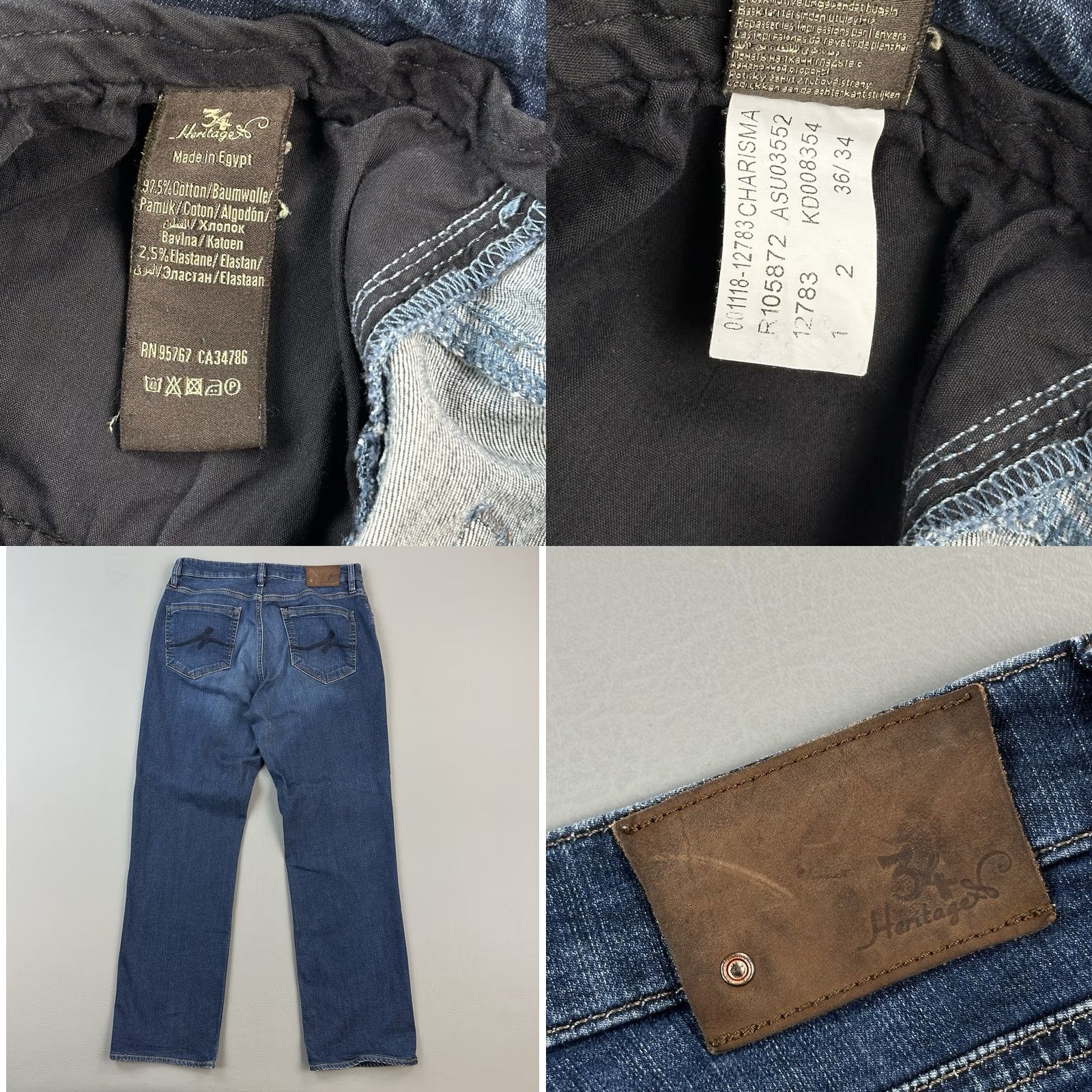 Vintage 34 Heritage Charisma Jeans Mens 34x30 Blue Comfort Rise Classic Stretch Jeans Mens Regular Blue Size US 36 / EU 52 - 8 Thumbnail