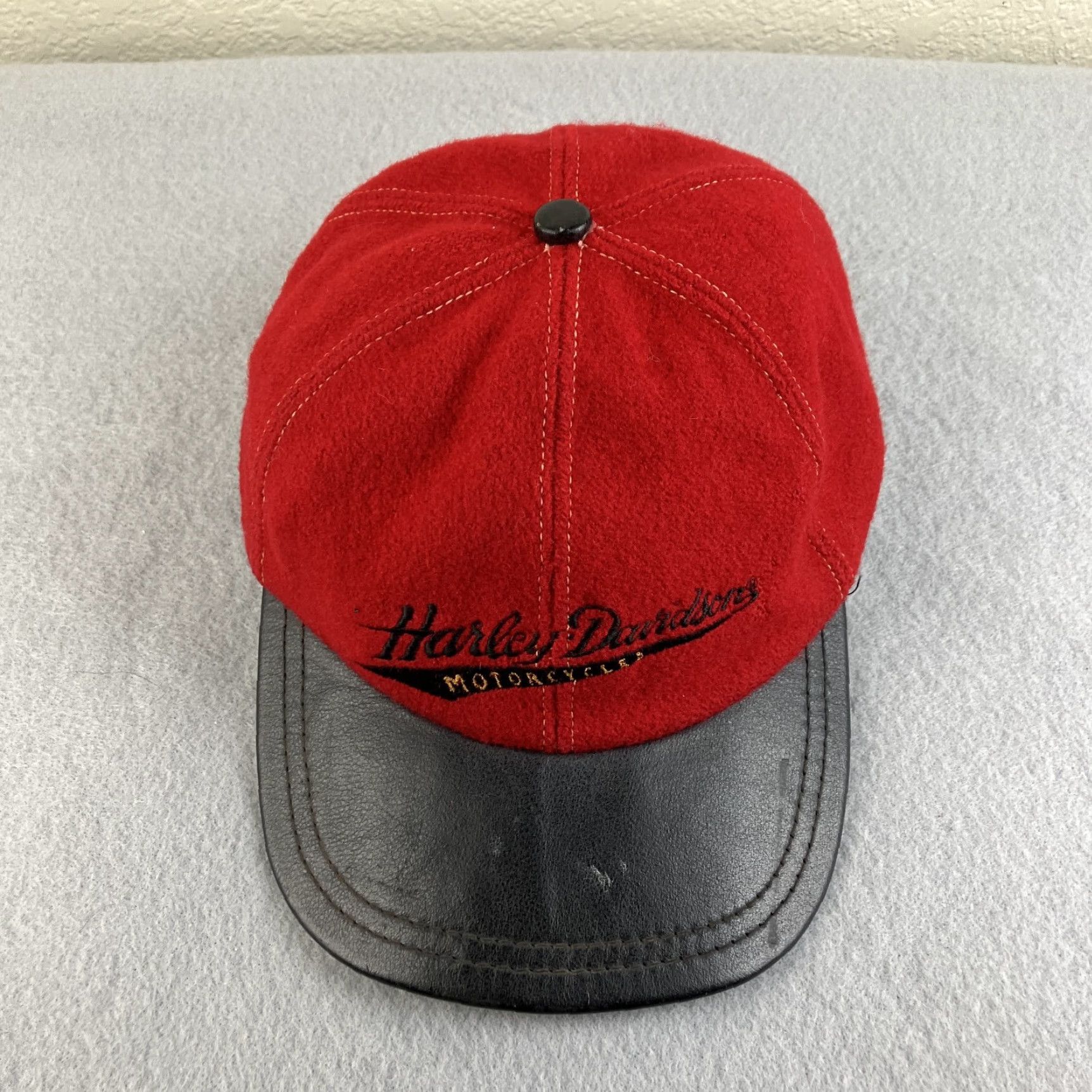 Harley Davidson Harley-Davidson Vintage Hat Strapback Baseball Cap Men 90s Biker Motorcycle Wool Cotton Red Black Size ONE SIZE - 4 Thumbnail