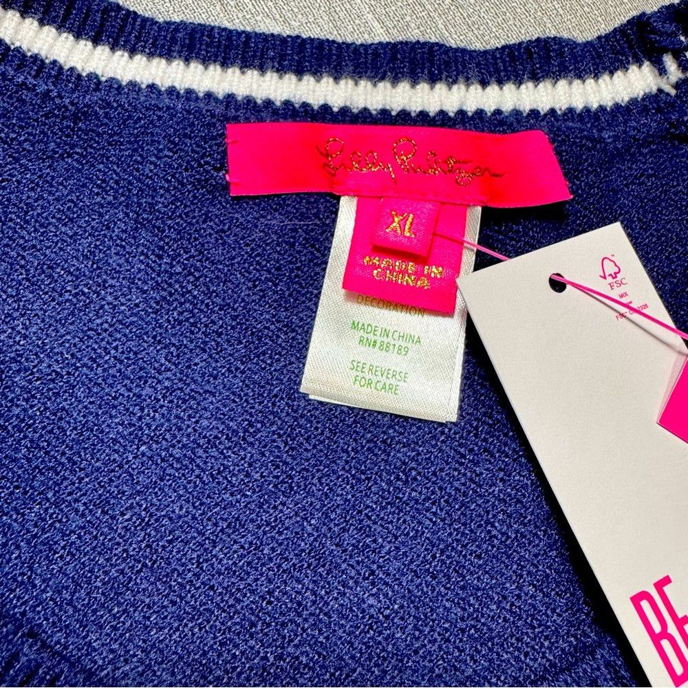 Lilly Pulitzer NWT New $198 Lilly Pulitzer Danley Sweater Navy Knit Dress Size XL / US 12-14 / IT 48-50 - 9 Thumbnail