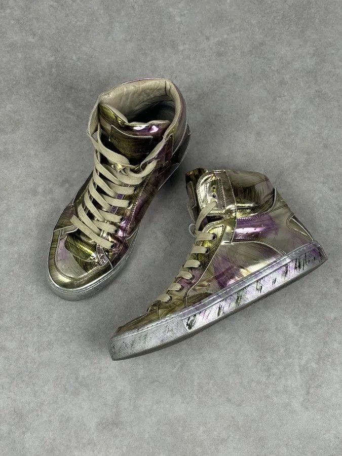 Maison Margiela MM6 Maison Margiela Purple Metallic Leather High Sneakers Size US 8 / IT 38 - 7 Thumbnail