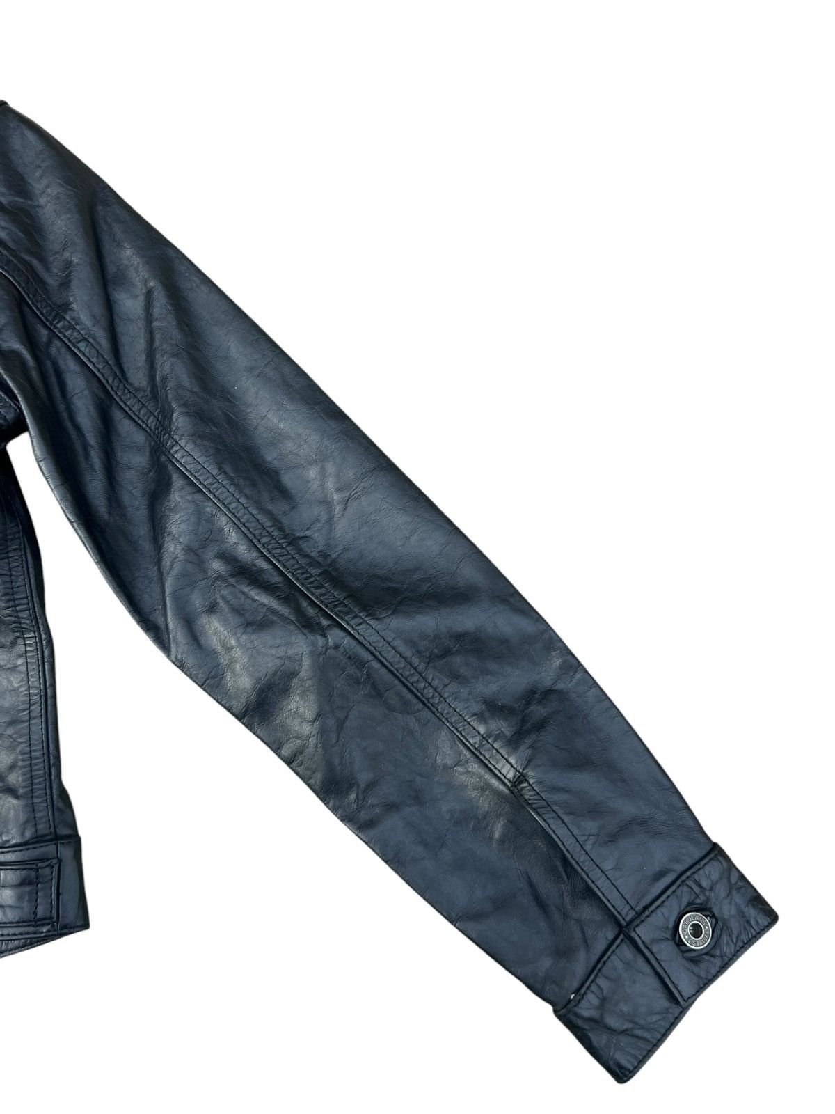 Gap Vintage Fall 2000 GAP Patina Black Leather Trucker Jacket Size S / US 4 / IT 40 - 19 Thumbnail