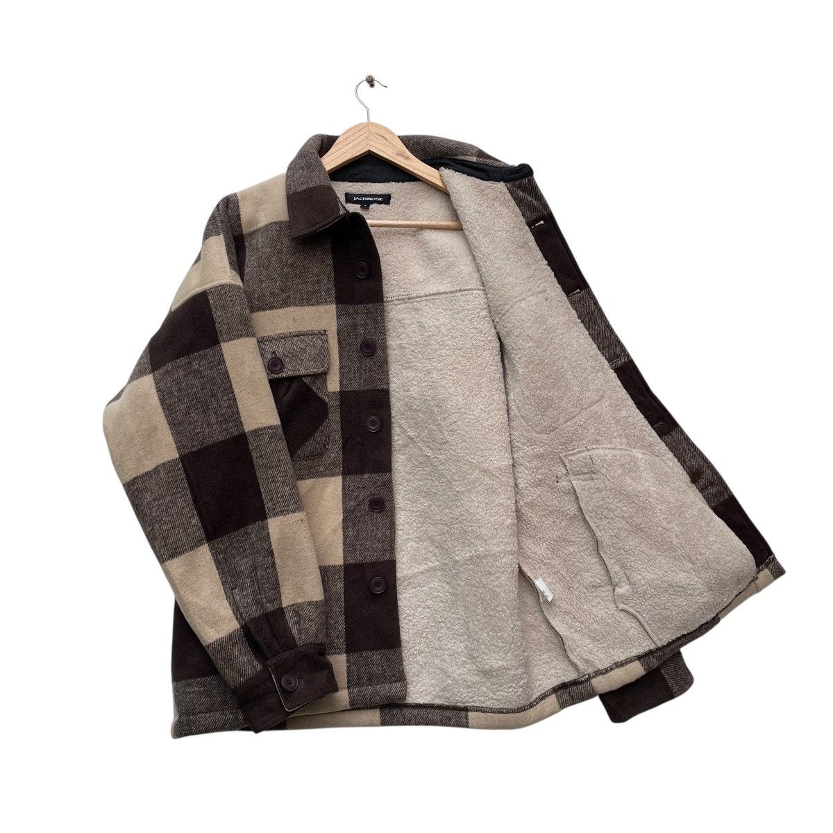 💥Vintage Jackrose Shadow Plaid Four Pocket Shearling Checke
