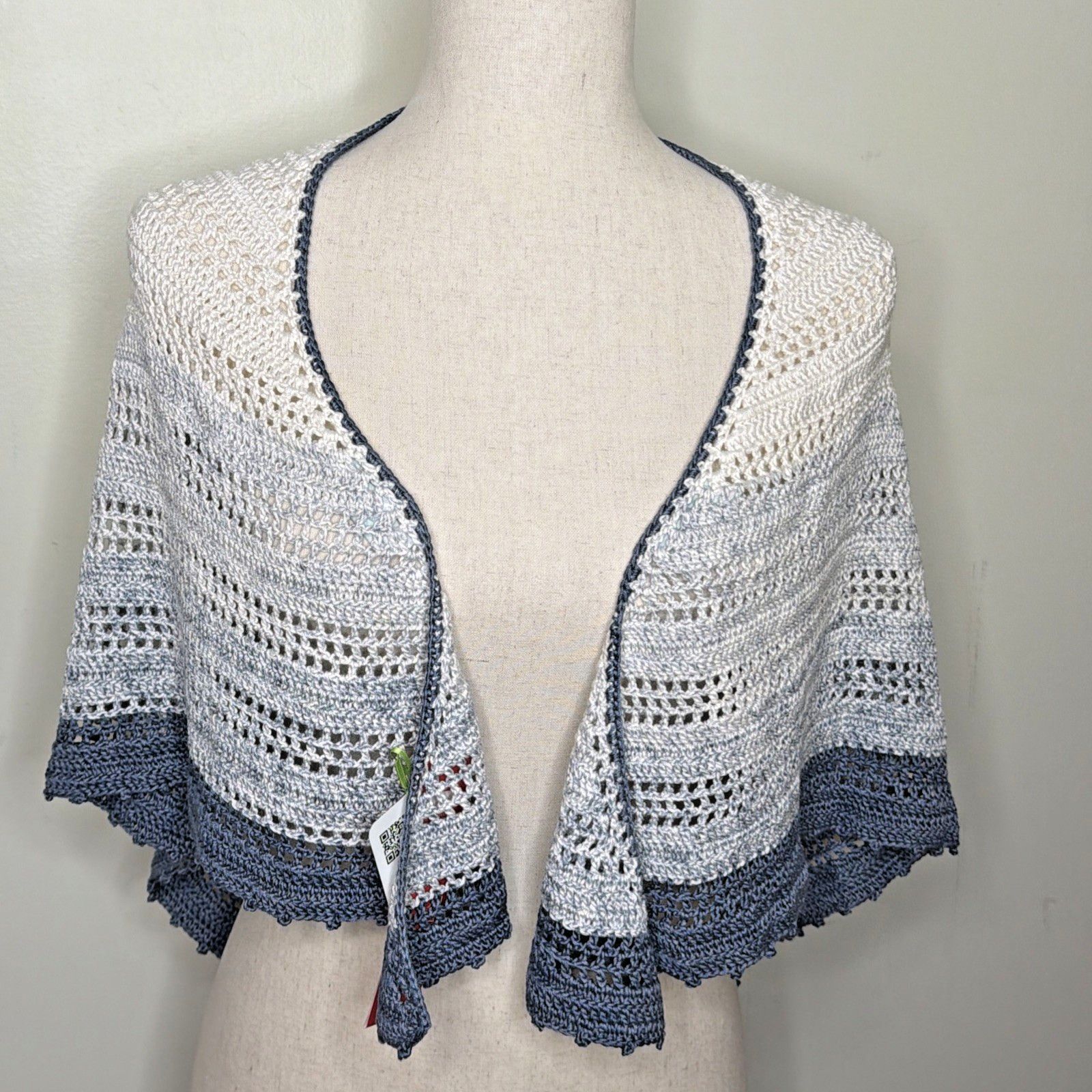 Other Crochet Shawl Sarong Wrap Handmade FEZA Cotton Viscose Yarn Size ONE SIZE - 5 Thumbnail