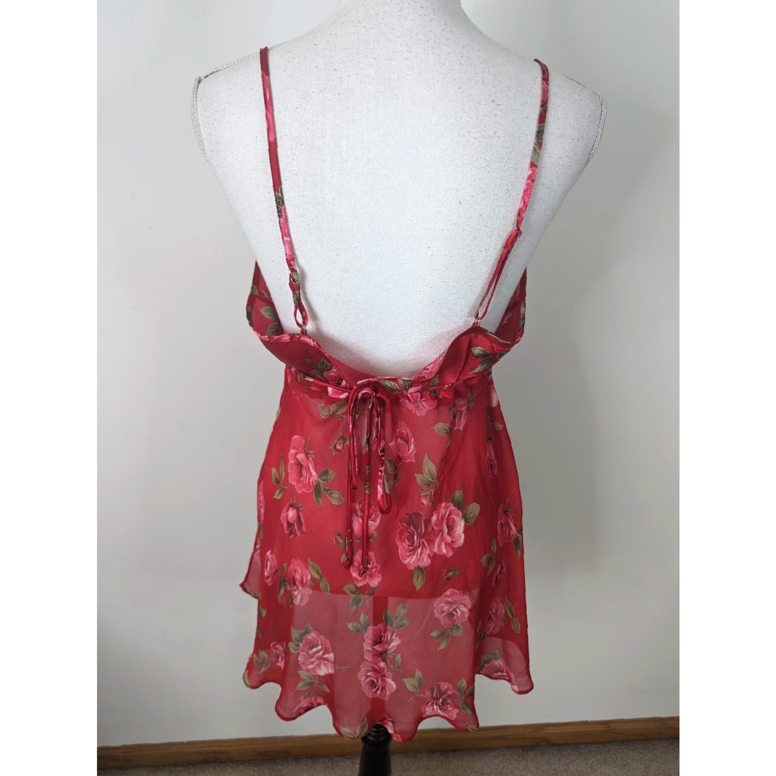 Vintage VINTAGE California Dynasty 2pc SATIN Red GOWN Nightgown Robe SET L Red 1980s Womens Size ONE SIZE - 6 Thumbnail
