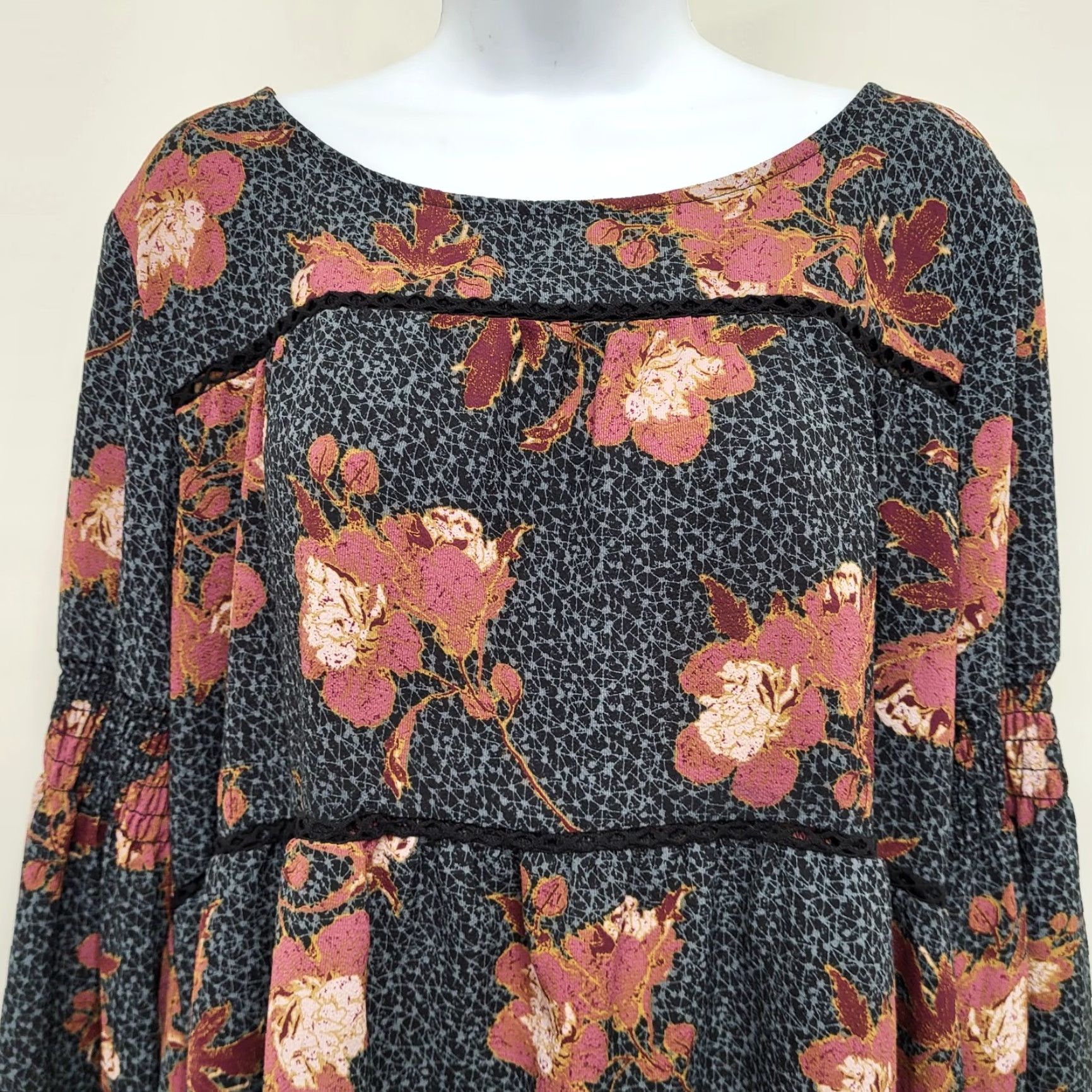 Vintage Knox Rose Shirt Women’s XXL Liberty Floral Black Pheasant Boho Tassel Witchy Top Size XXL / US 16-18 / IT 52-54 - 3 Thumbnail