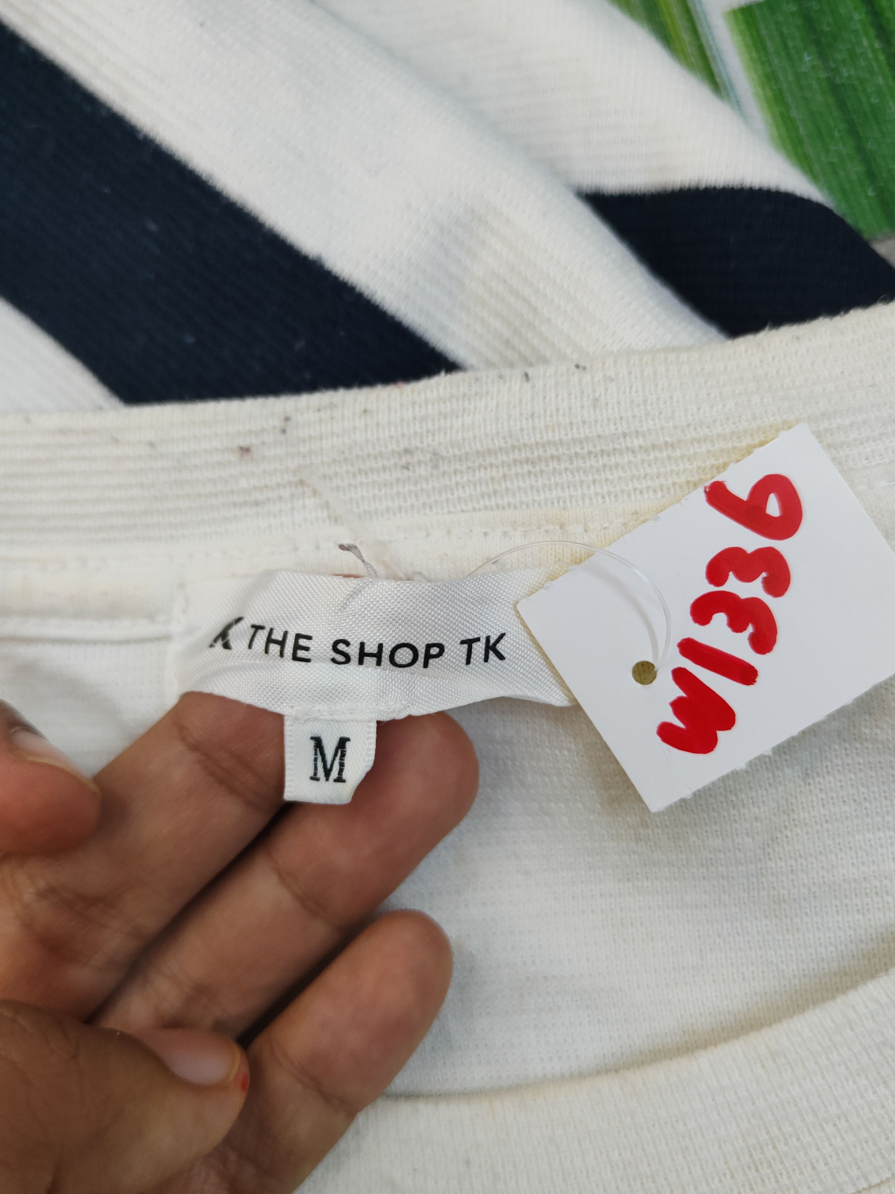 Japanese Brand The Shop TK White Navy stripe Long Sleeve T-shirts #W1336 Size US M / EU 48-50 / 2 - 11 Thumbnail