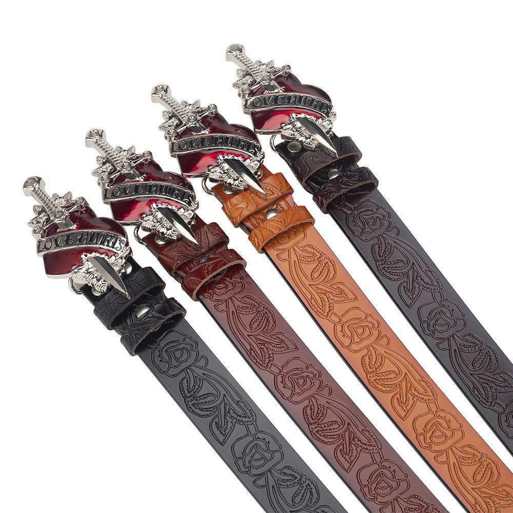 Designer Dark Vintage Belt Riveted Belts Menswear Accessories Size ONE SIZE - 3 Thumbnail