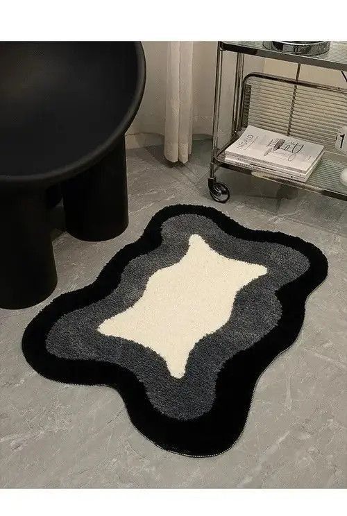 Designer × Vintage Mat Fluffy Thick Water Absorbing Anti Slip Bath Rugs 40x60cm Size ONE SIZE - 3 Thumbnail