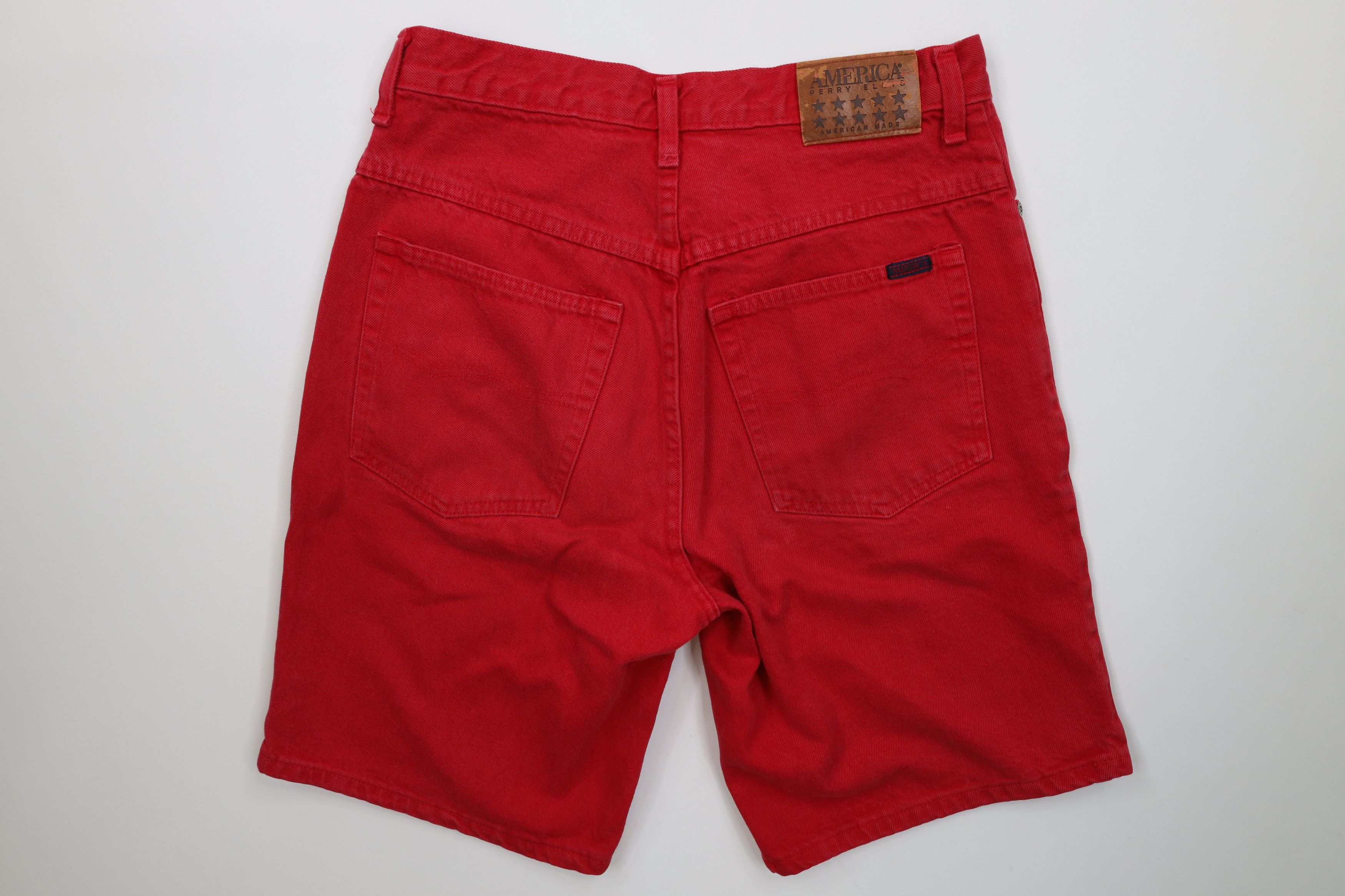 Perry Ellis Vintage 90s Perry Ellis Denim Jean Shorts Jorts Red USA Size US 30 / EU 46 - 10 Thumbnail
