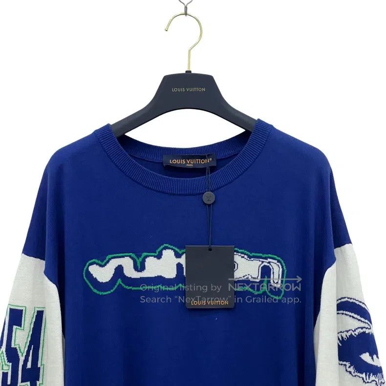 Louis Vuitton Louis Vuitton White and blue color-block printed logo knit Size US L / EU 52-54 / 3 - 7 Thumbnail
