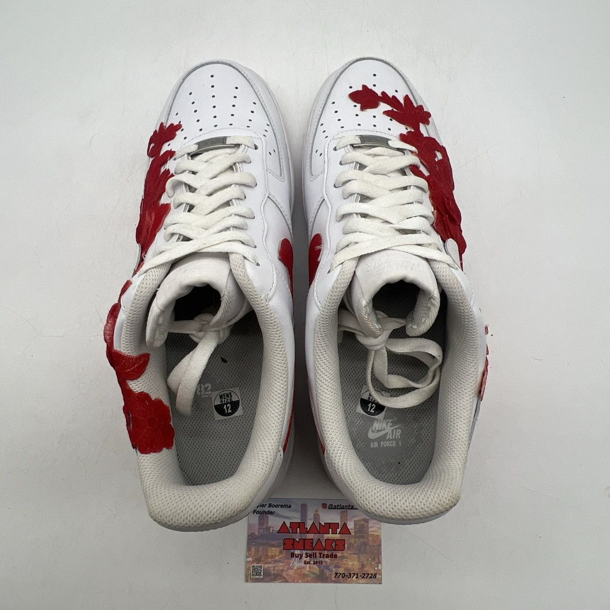 Nike Air Force 1 low triple white custom Size US 12 / EU 45 - 6 Thumbnail