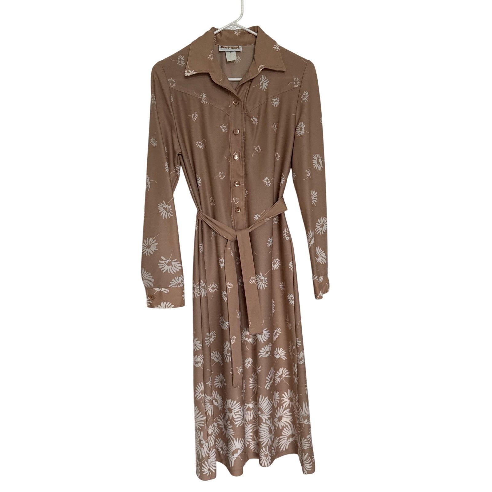 Vintage NWT Vtg Just-Mort Khaki collared Dress white daisy print M Size M / US 6-8 / IT 42-44 - 16 Thumbnail
