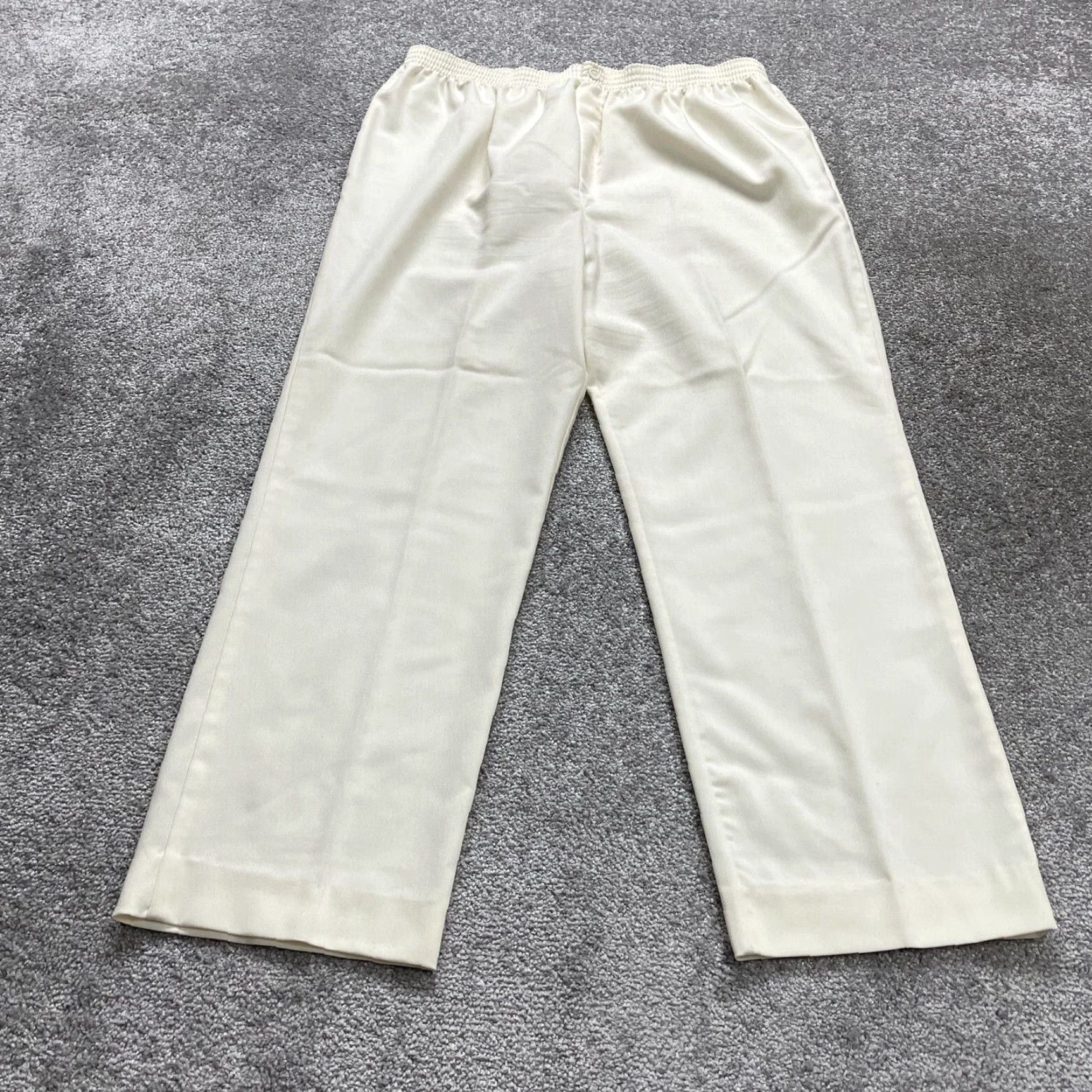 Vintage Sasson Dress Pants Women Cream Elastic Waist Straight Leg Trouser Workwear 34x28 Size 24" / US 00 / IT 34 - 2 Thumbnail