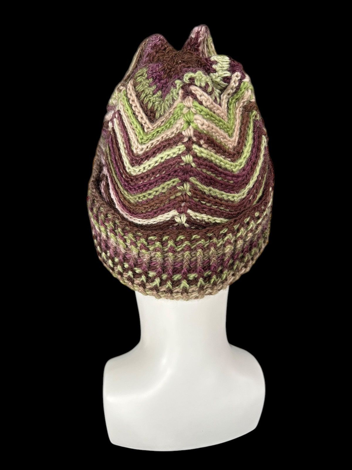 Japanese Brand × Vintage Crochet Knitted Handmade Beanie Hats Rare ☠️☠️ Size ONE SIZE - 3 Thumbnail