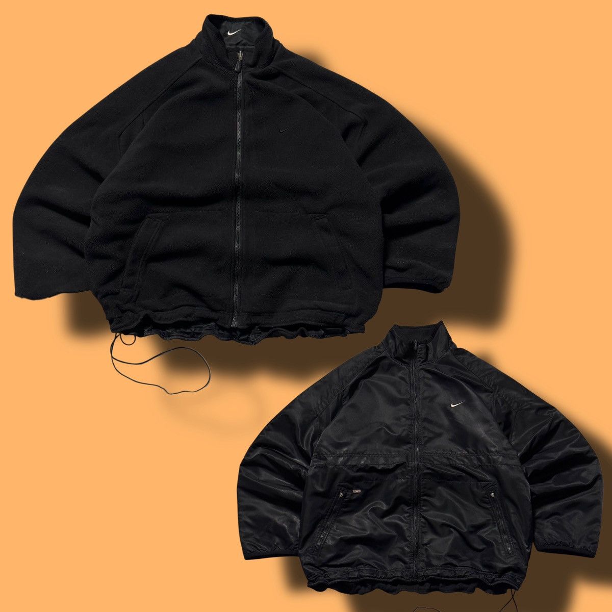 Nike × Vintage 90s Nike Vintage Double Sided Teddy Fleece/Nylon Jacket Y2K Size US L / EU 52-54 / 3 - 1 Thumbnail