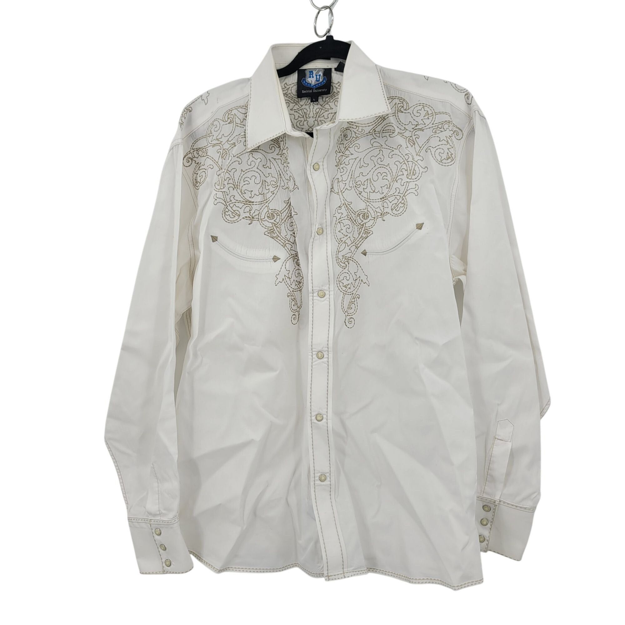 Other Resistol University Fit White Western Embroidered Pearl Snap Size US L / EU 52-54 / 3 - 14 Thumbnail