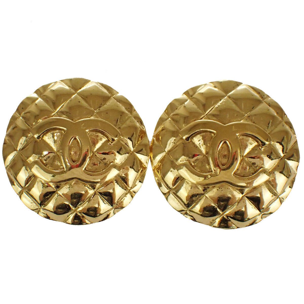 image of Chanel Matelasse Earrings in Gold, Women's