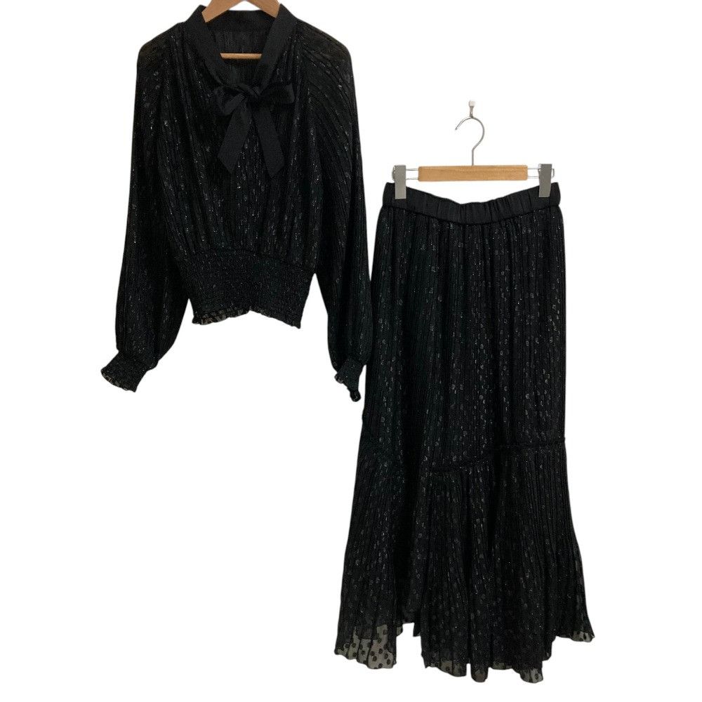 Other Other CORCOVADO dot pleated bow tie blouse long skirt setup Textile Suits DUTY FREE for USA Size ONE SIZE - 1 Thumbnail