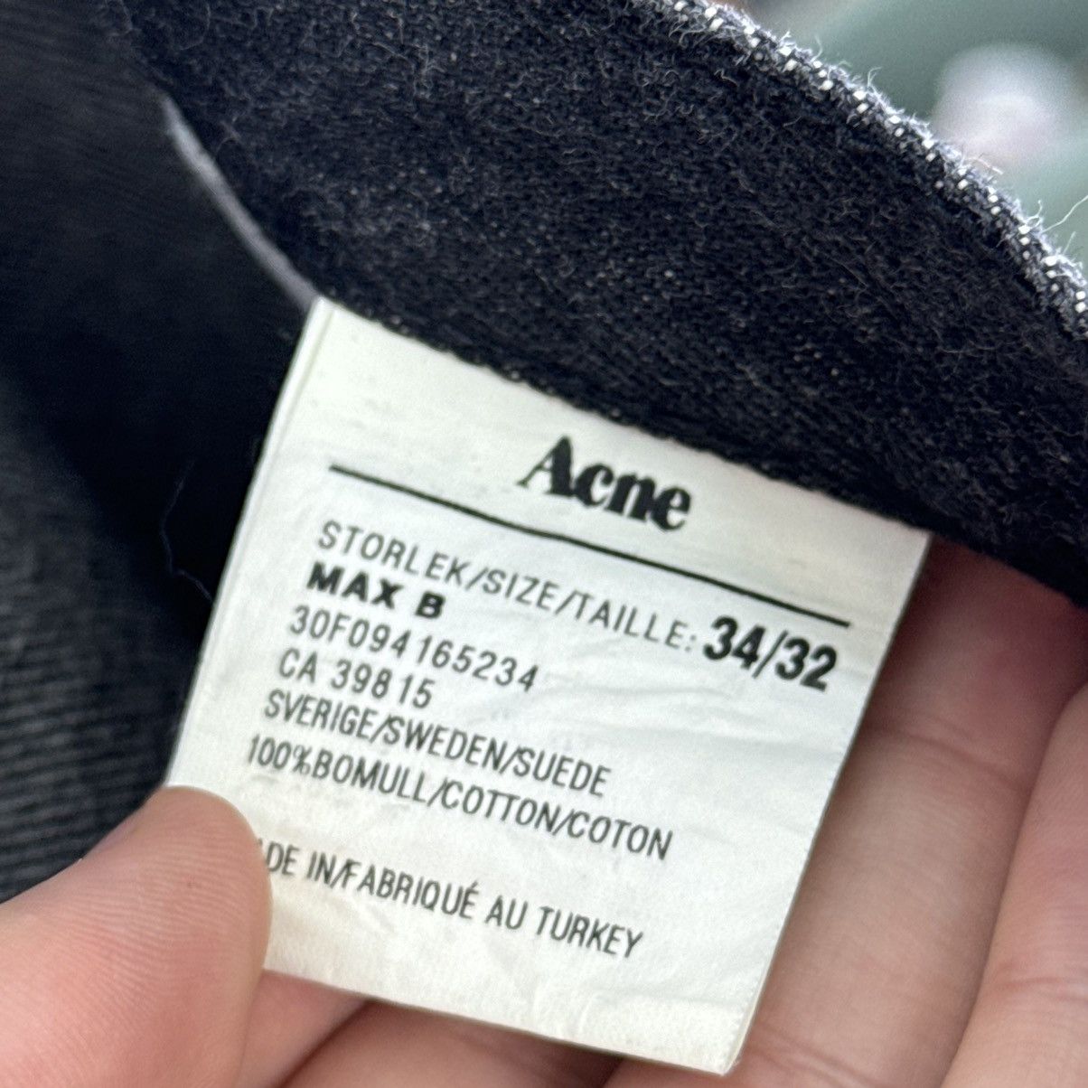 Acne Studios × Designer Acne Studious Denim Jeans Max B Mens Black Luxury Designer Size US 27 - 18 Thumbnail