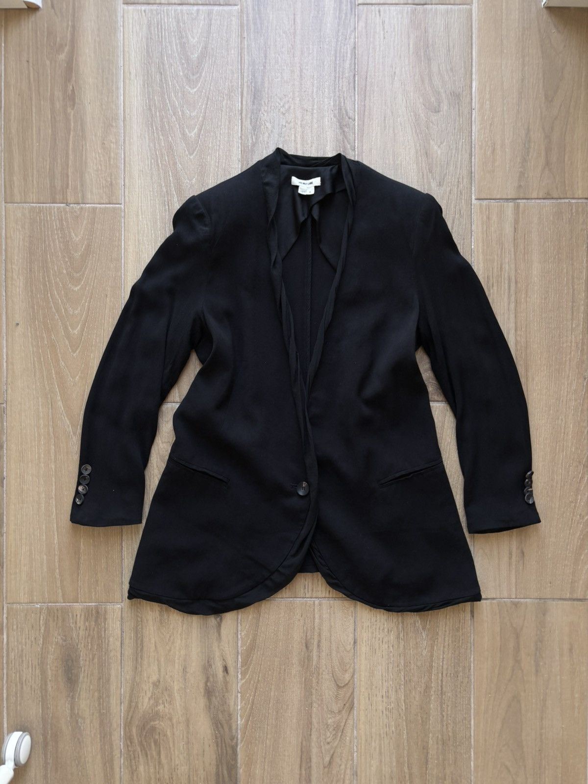 Helmut Lang Helmut Lang Black Blazer Single-Button Jacket 100% Silk Size M / US 6-8 / IT 42-44 - 2 Thumbnail