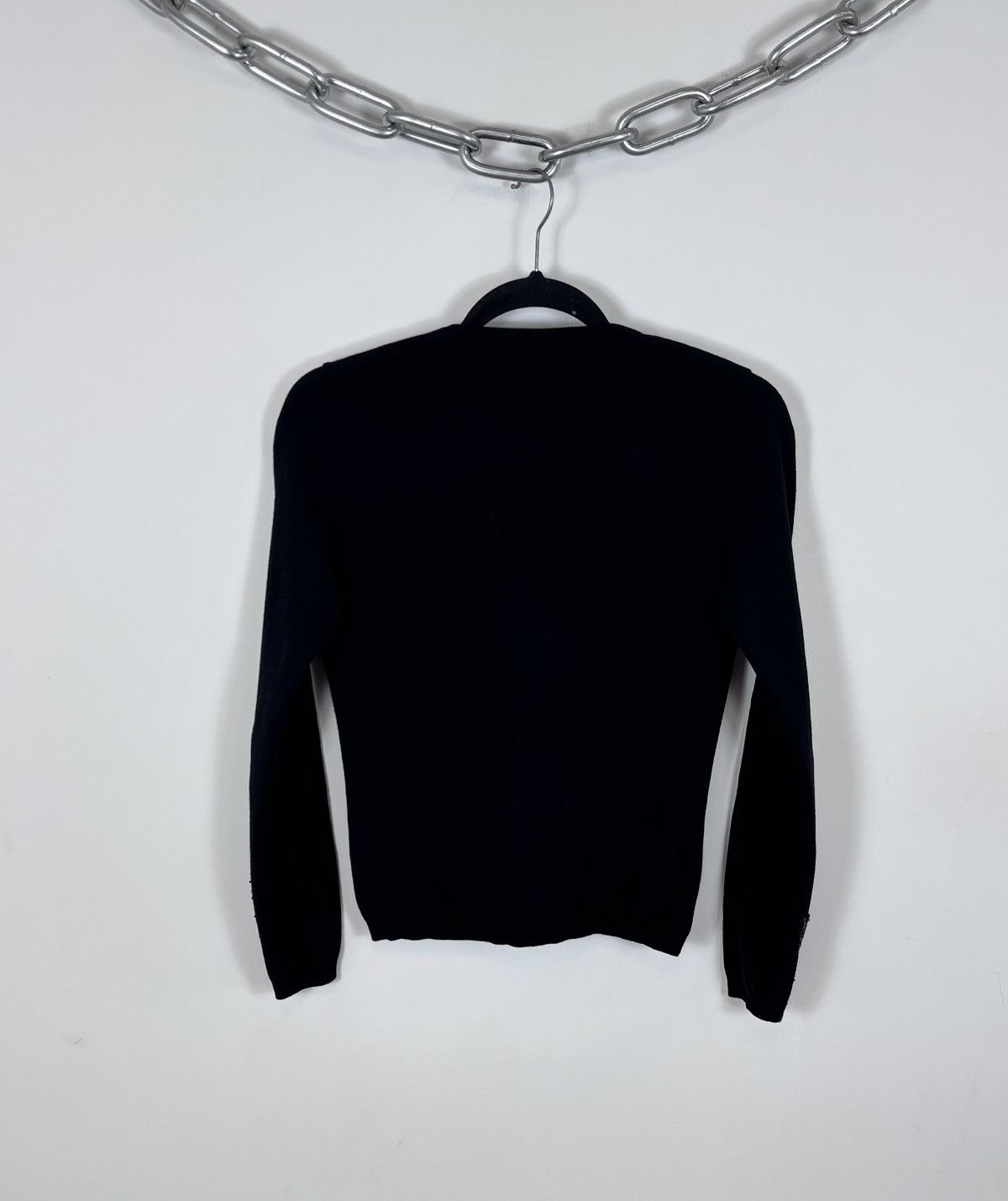 Moschino Moschino Vintage Women’s Black Wool Blend V-Neck Sweater Size L / US 10 / IT 46 - 15 Thumbnail