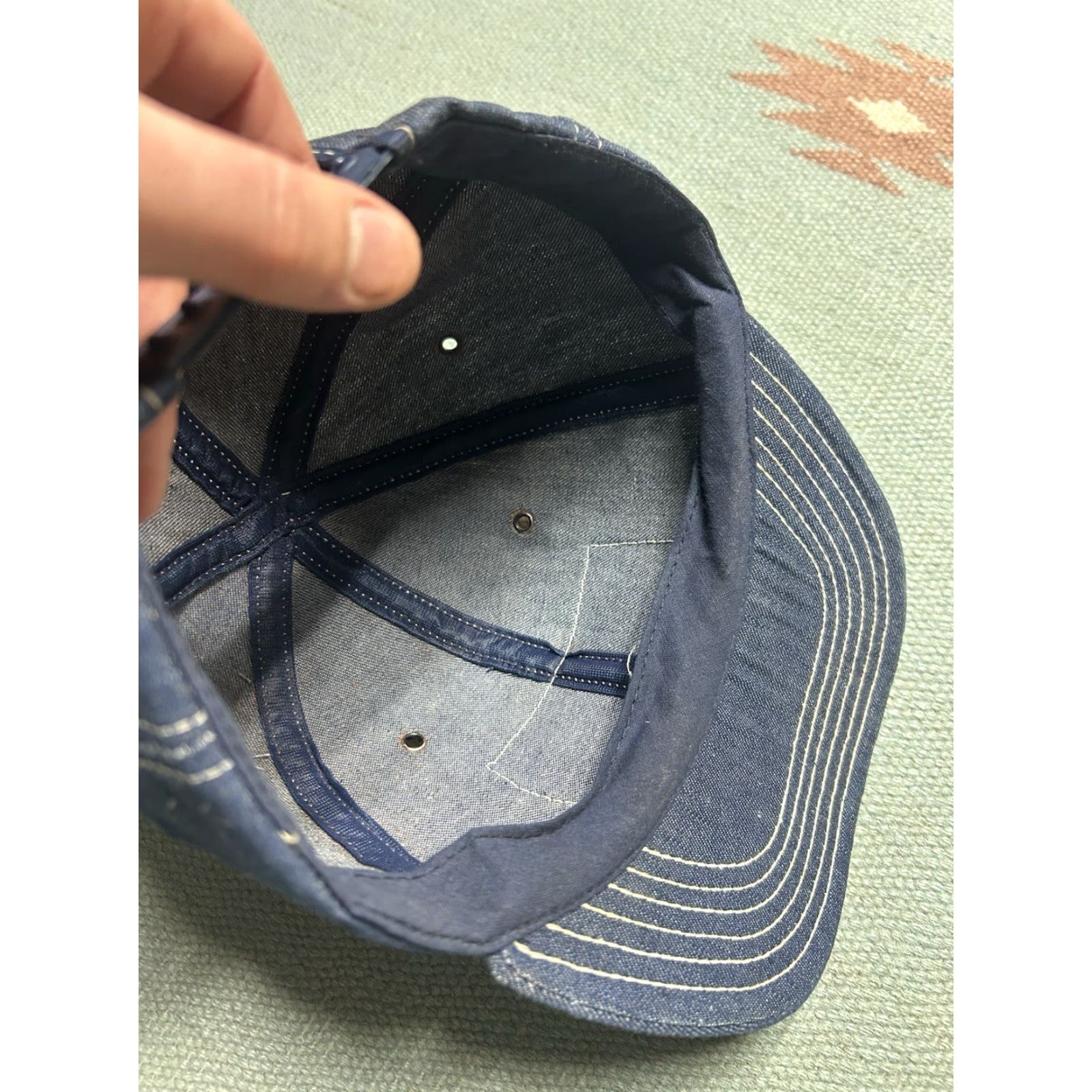 Vintage VINTAGE 80s Snapback Hat Denim Cap USA Patch Made in USA Unbranded Adjustable Men Blue Denim Snapback Hat Mens US Theme 80s Size ONE SIZE - 6 Thumbnail