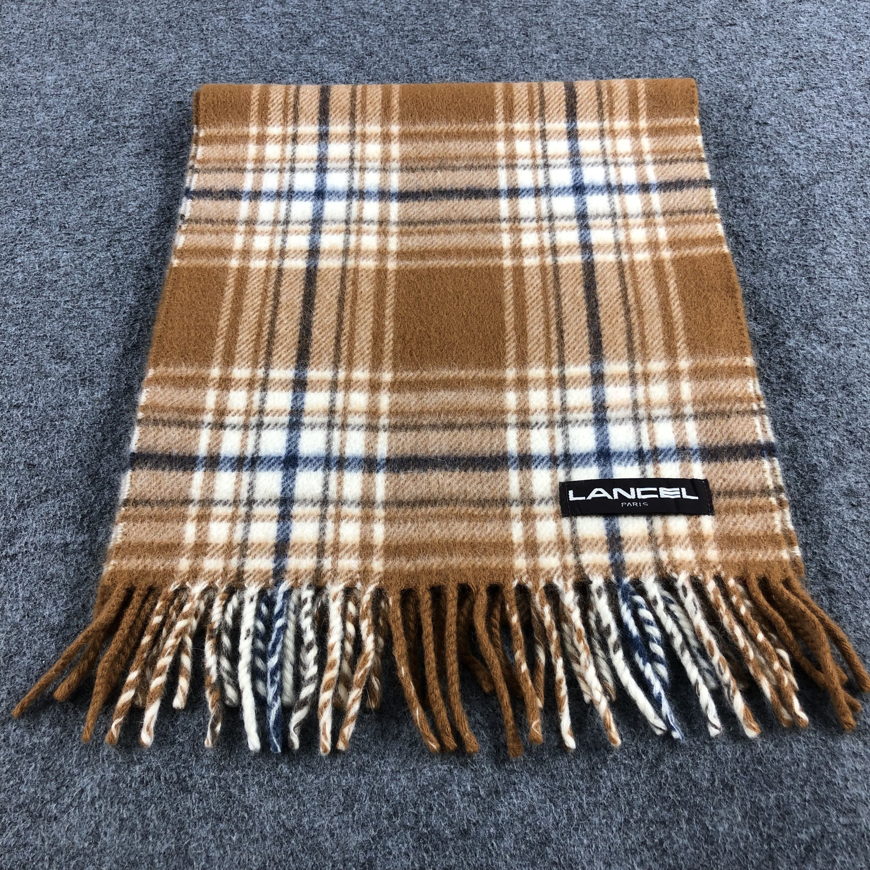 Lancel Lancel Tartan Wool Angora Scarf Muffler V939 Size ONE SIZE - 2 Thumbnail